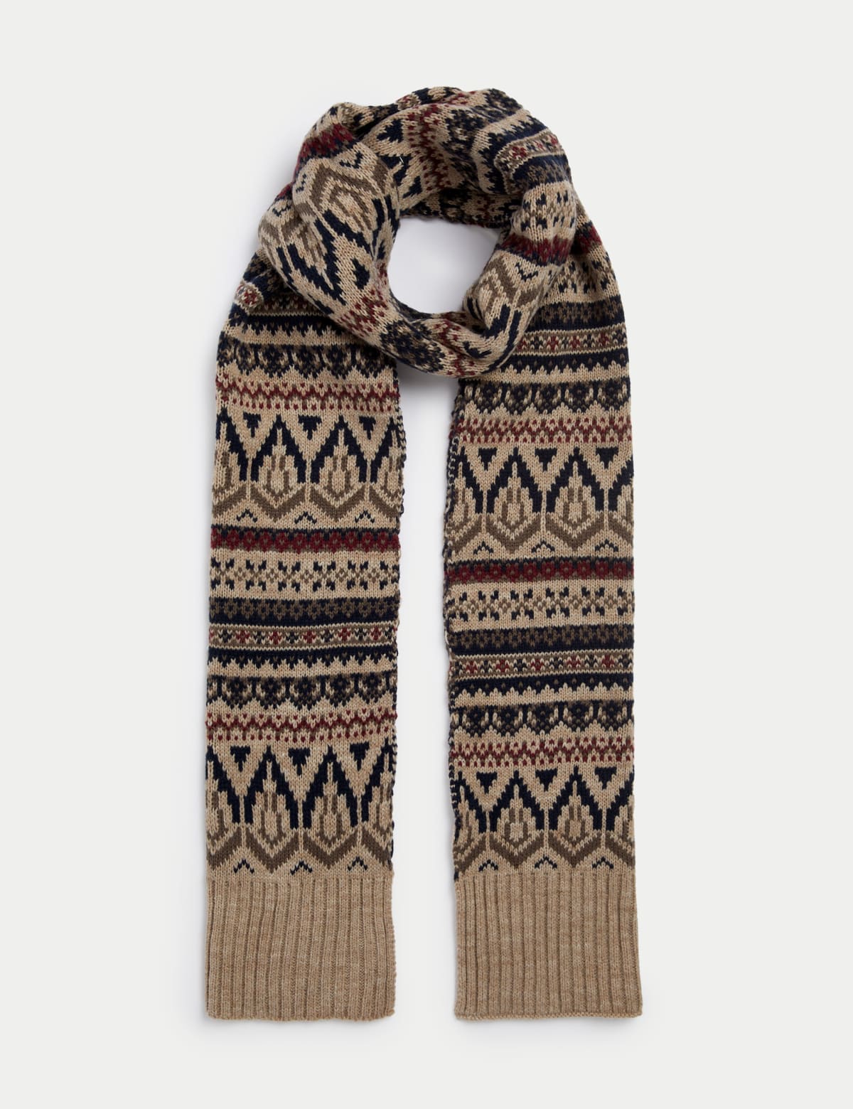 

Marks & Spencer Fair Isle Knitted Scarf (MALE, NATURAL MIX)