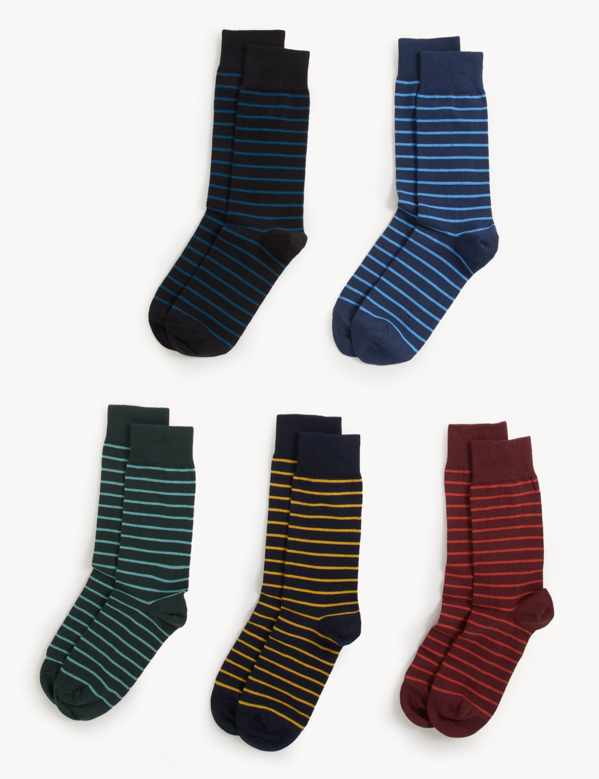 

Marks & Spencer 5pk Cool & Fresh™ Striped Cotton Rich Socks (MALE, NAVY MIX)