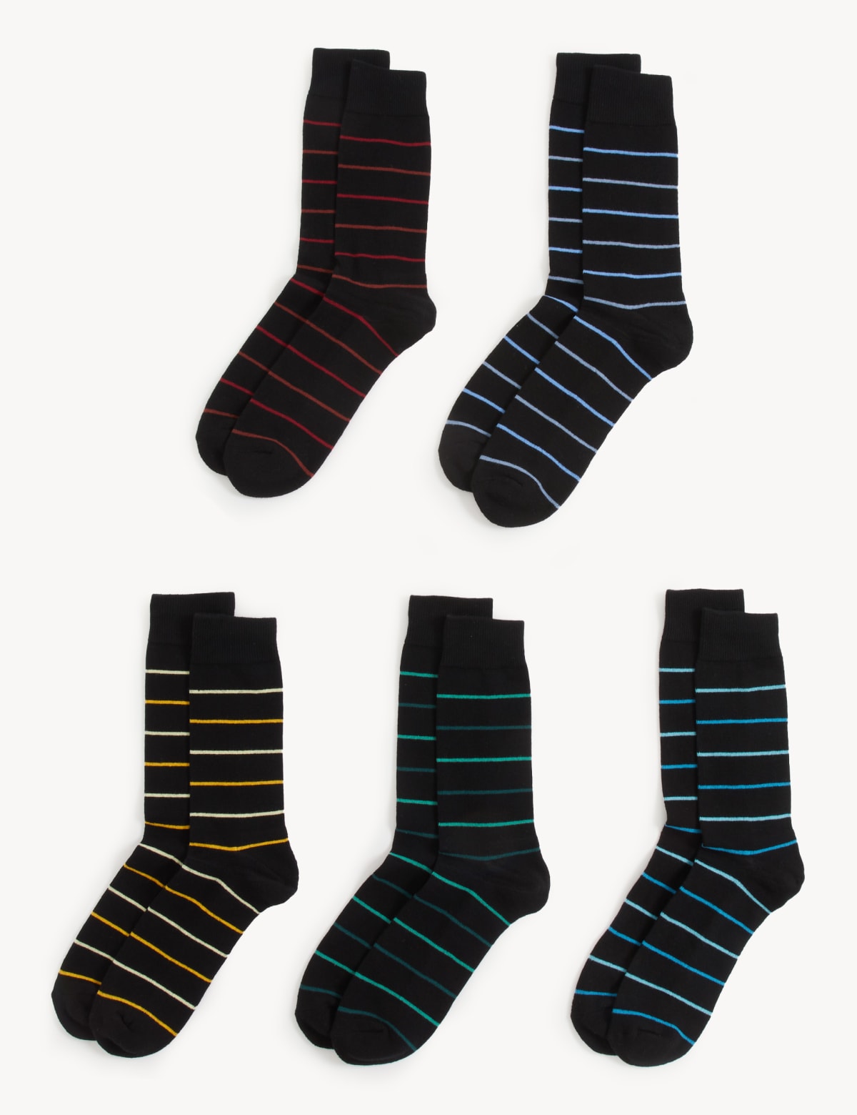 

Marks & Spencer 5pk Cool & Fresh™ Striped Cotton Rich Socks (MALE, BLACK MIX)