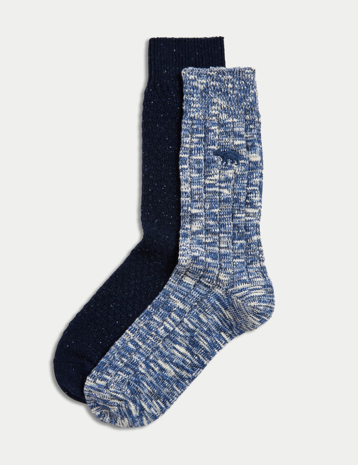 

Marks & Spencer 2pk Cotton Rich Bear Boot Socks (MALE, BLUE MIX)