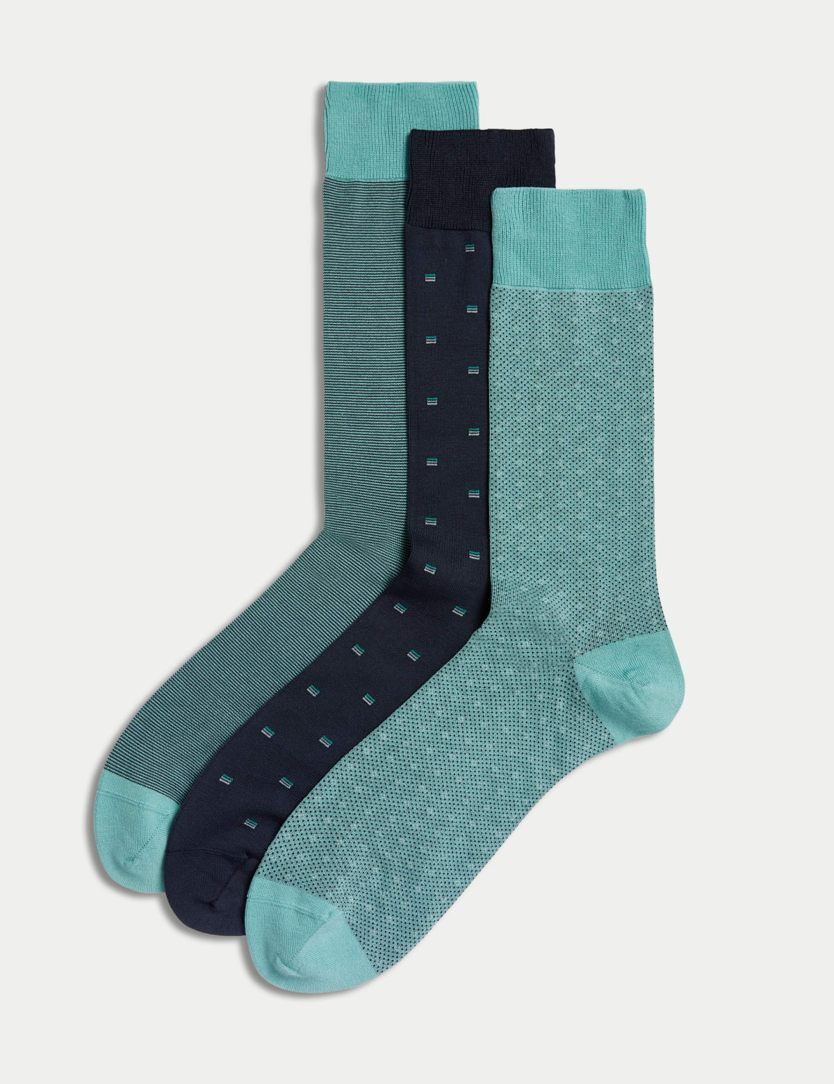 

Marks & Spencer 3pk Assorted Egyptian Cotton Rich Socks (MALE, AQUA MIX)