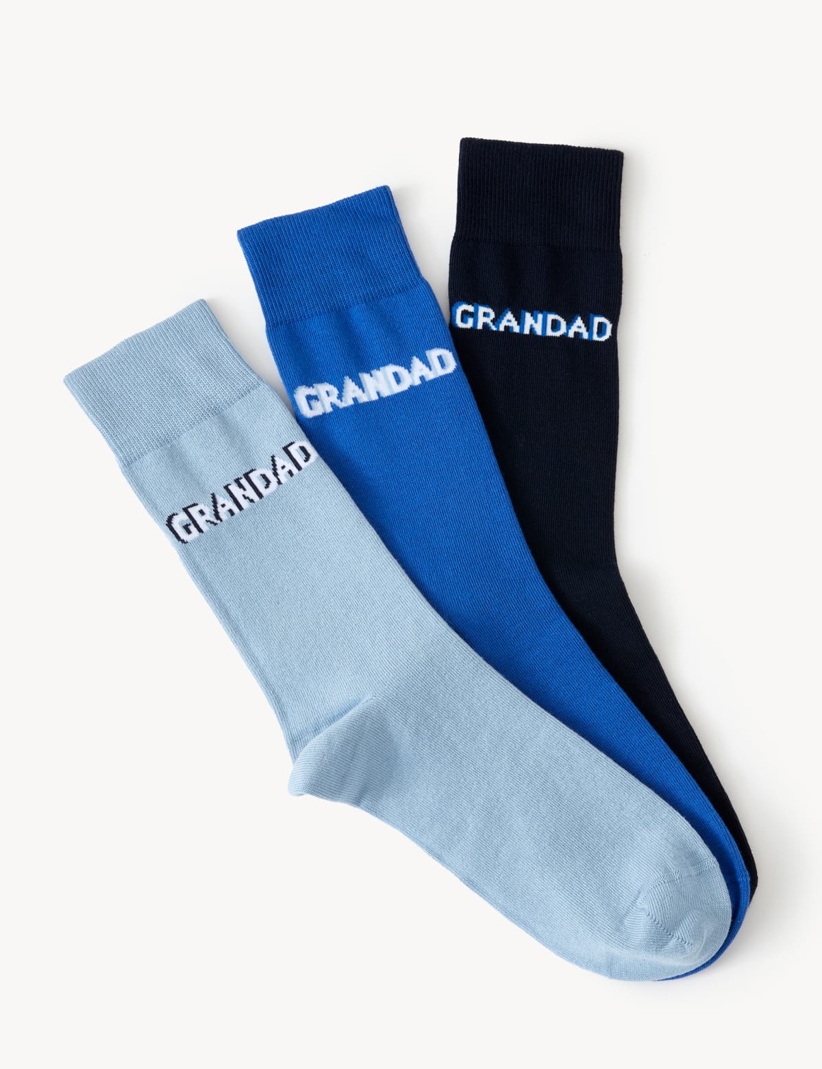 

Marks & Spencer 3pk Grandad Slogan Cotton Rich Socks (MALE, BLUE MIX)