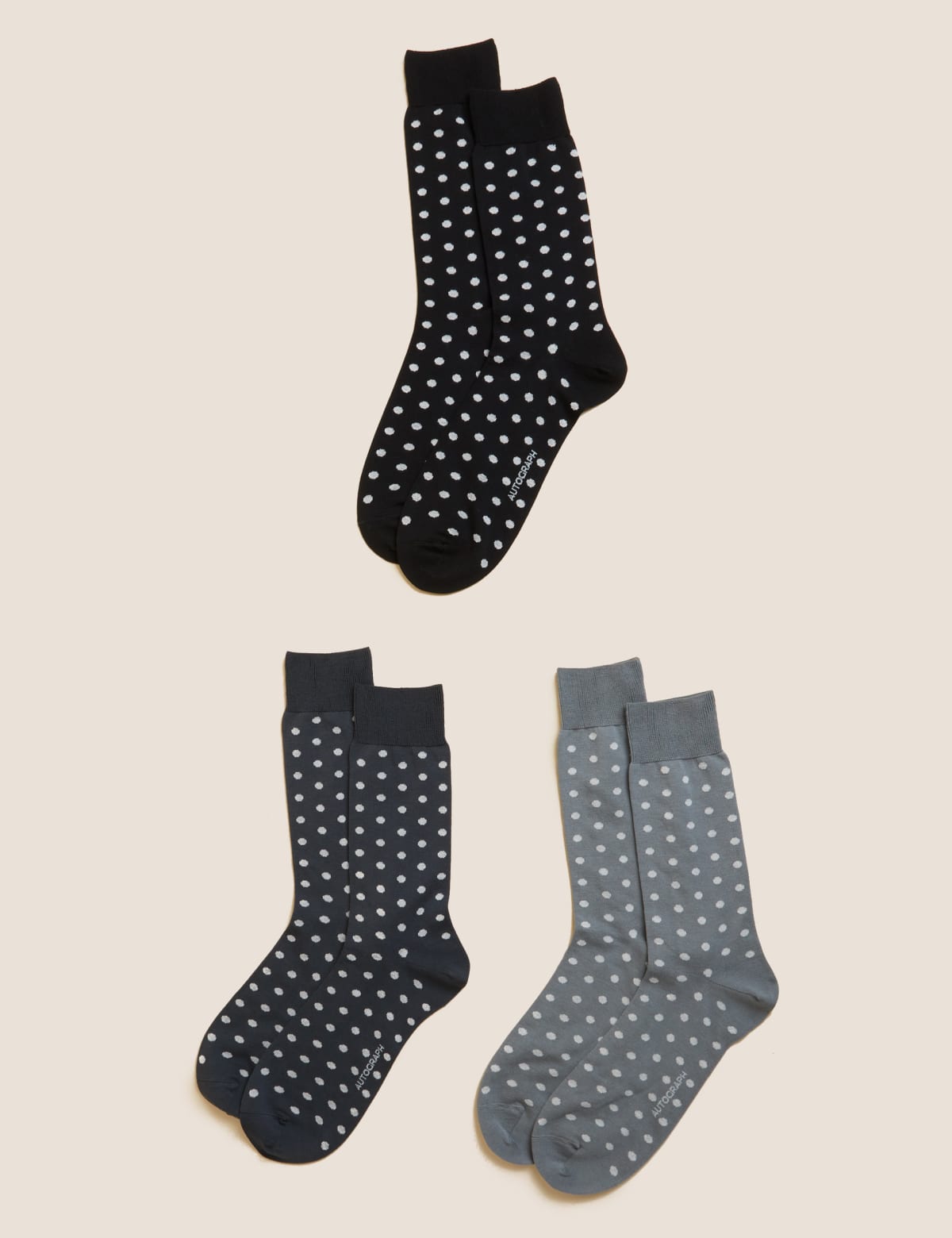 

Marks & Spencer 3pk Polka Dot Cotton Blend Socks (MALE, BLACK MIX)