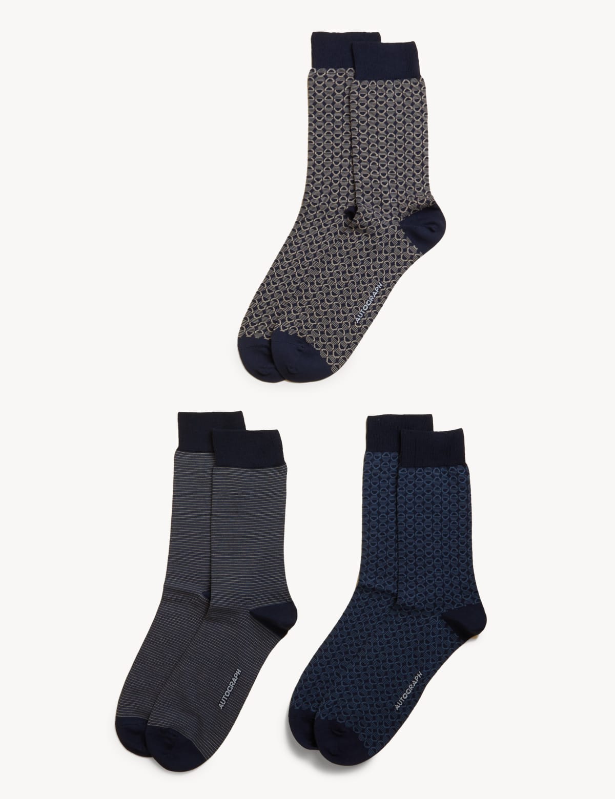 

Marks & Spencer 3pk Assorted Modal Pima Cotton Socks (MALE, NAVY MIX)