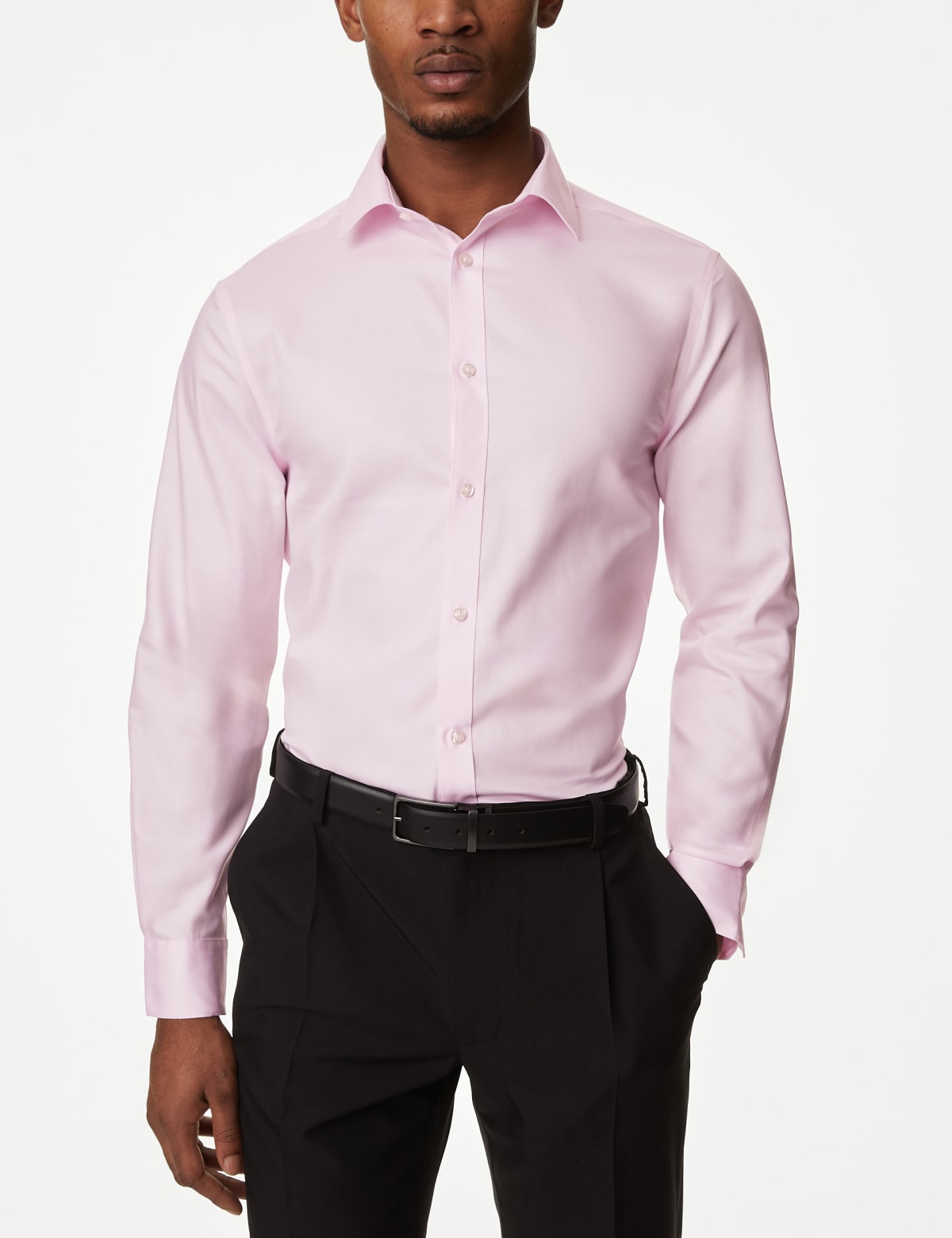 

Marks & Spencer Slim Fit Non Iron Pure Cotton Twill Shirt (MALE, LIGHT PINK, 17)