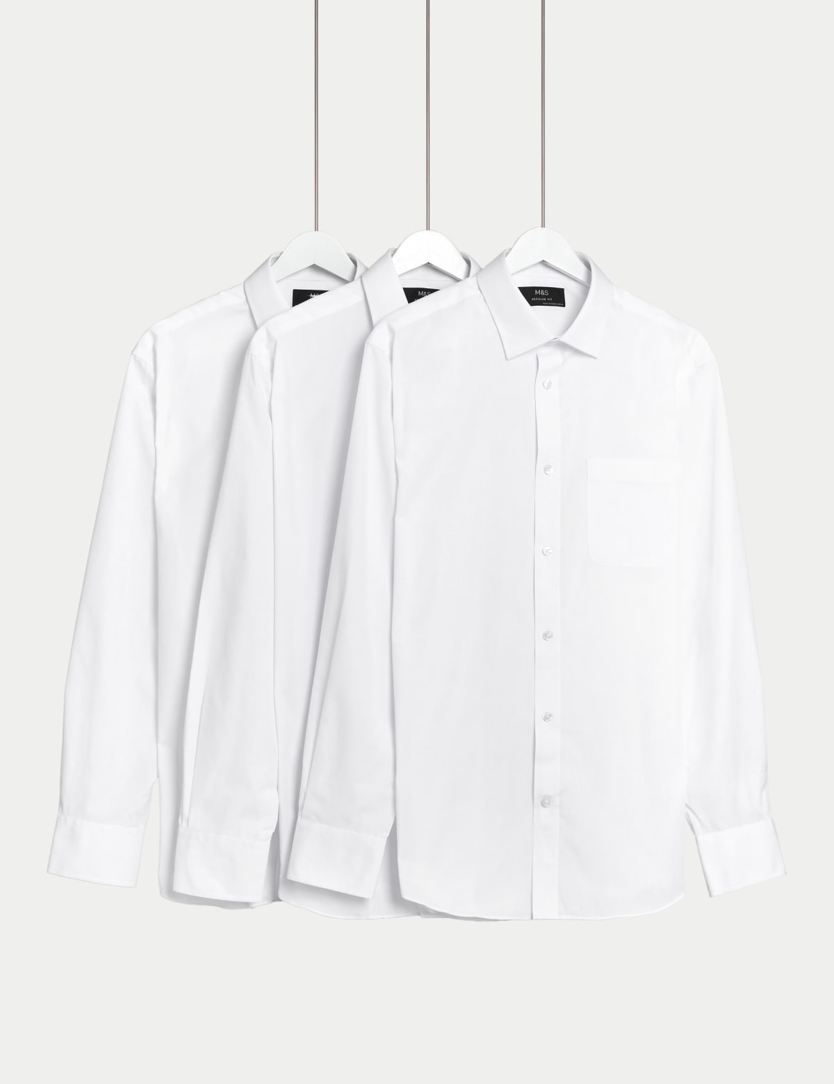 

Marks & Spencer 3pk Regular Fit Easy Iron Long Sleeve Shirts (MALE, WHITE, 17)