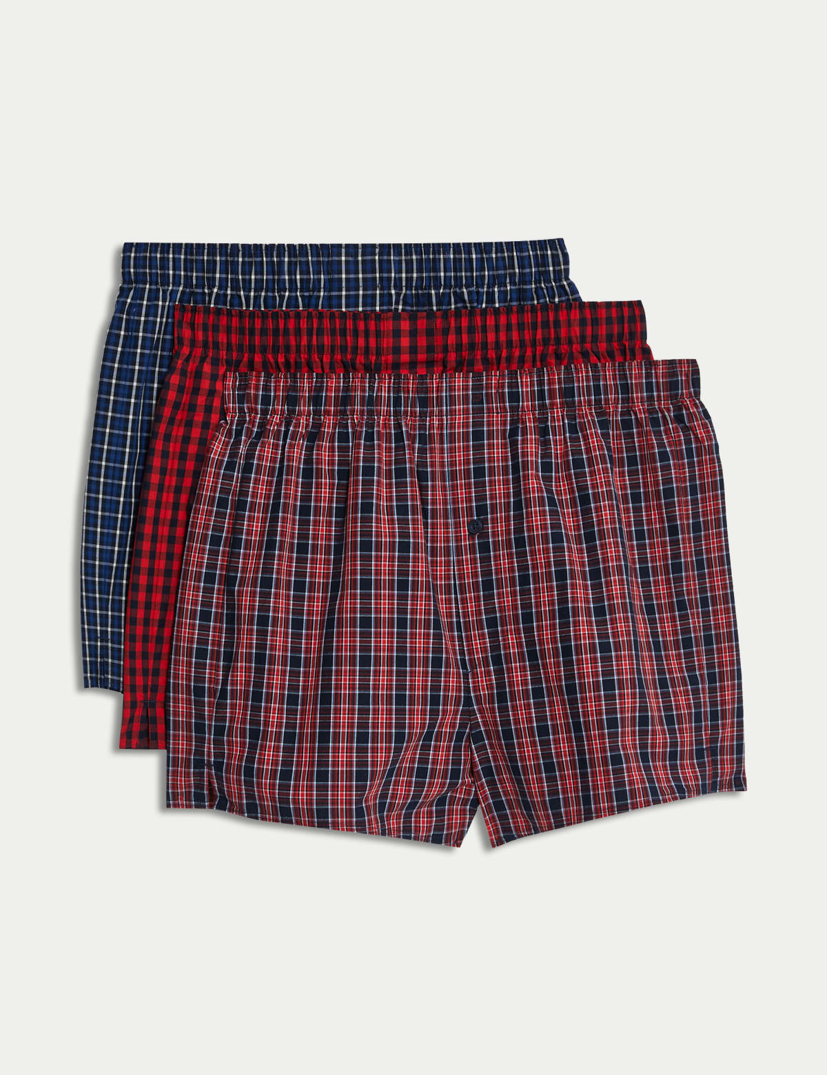 

Marks & Spencer 3pk Pure Cotton StayNew™ Checked Boxers (MALE, NAVY, XL)