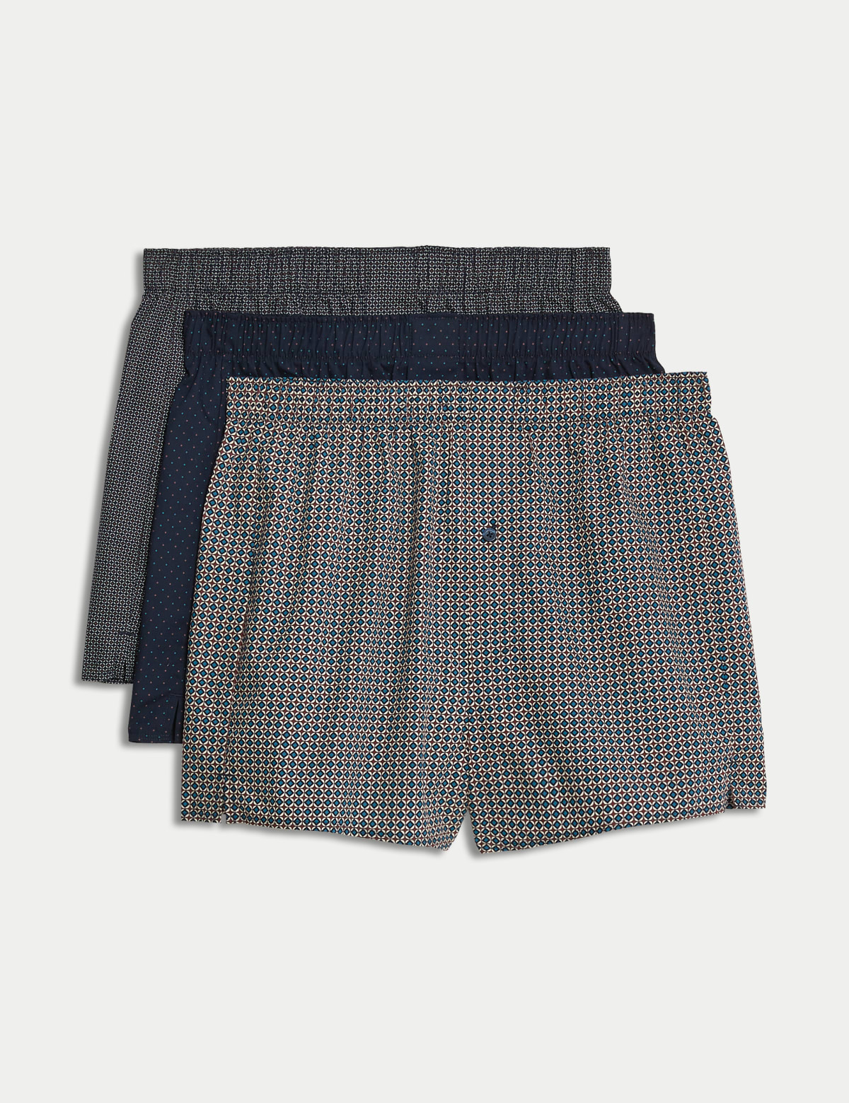 

Marks & Spencer 3pk Pure Cotton Geometric Woven Boxers (MALE, DARK NAVY, M)