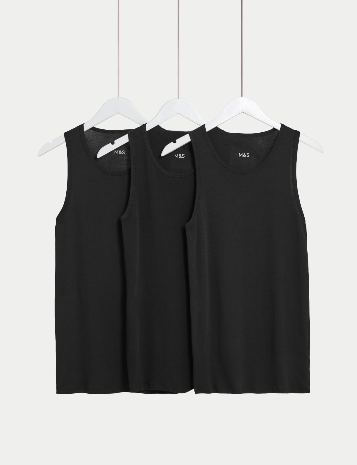 

Marks & Spencer 3pk Pure Cotton Sleeveless Vests (MALE, BLACK, M)