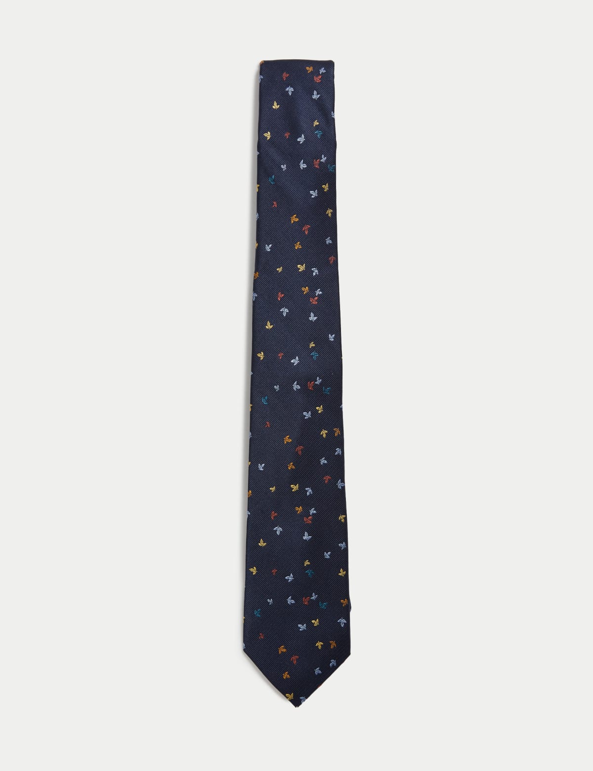 

Marks & Spencer Leaf Print Pure Silk Tie (MALE, NAVY MIX)
