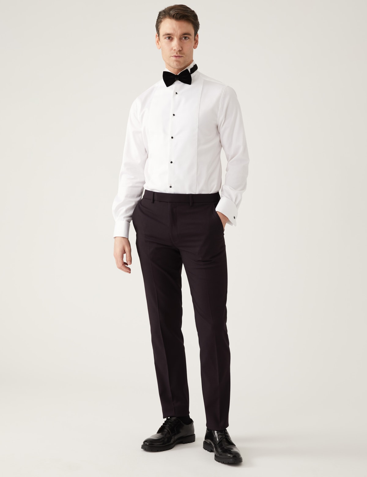 

Marks & Spencer Burgundy Slim Fit Tuxedo Trousers (MALE, BURGUNDY, 36-REG)