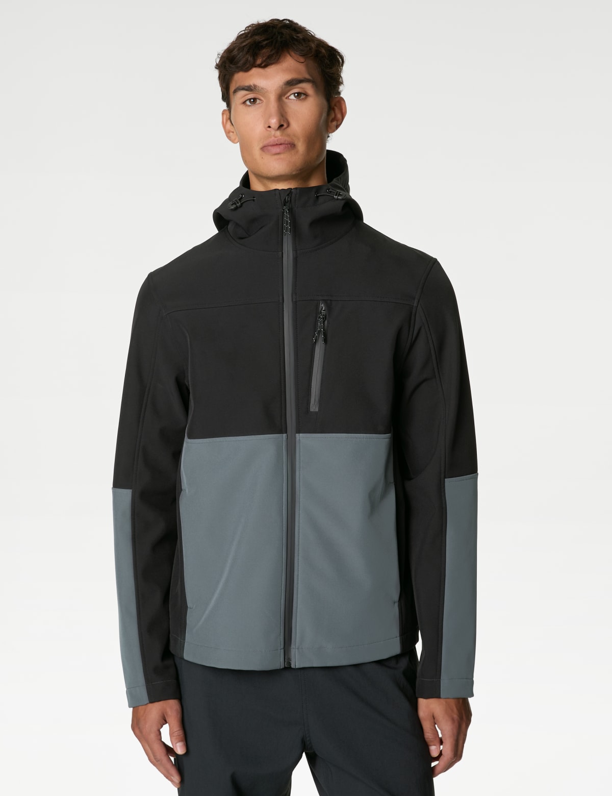 

Marks & Spencer Softshell Hooded Jacket with Stormwear™ (MALE, BLACK MIX, S)