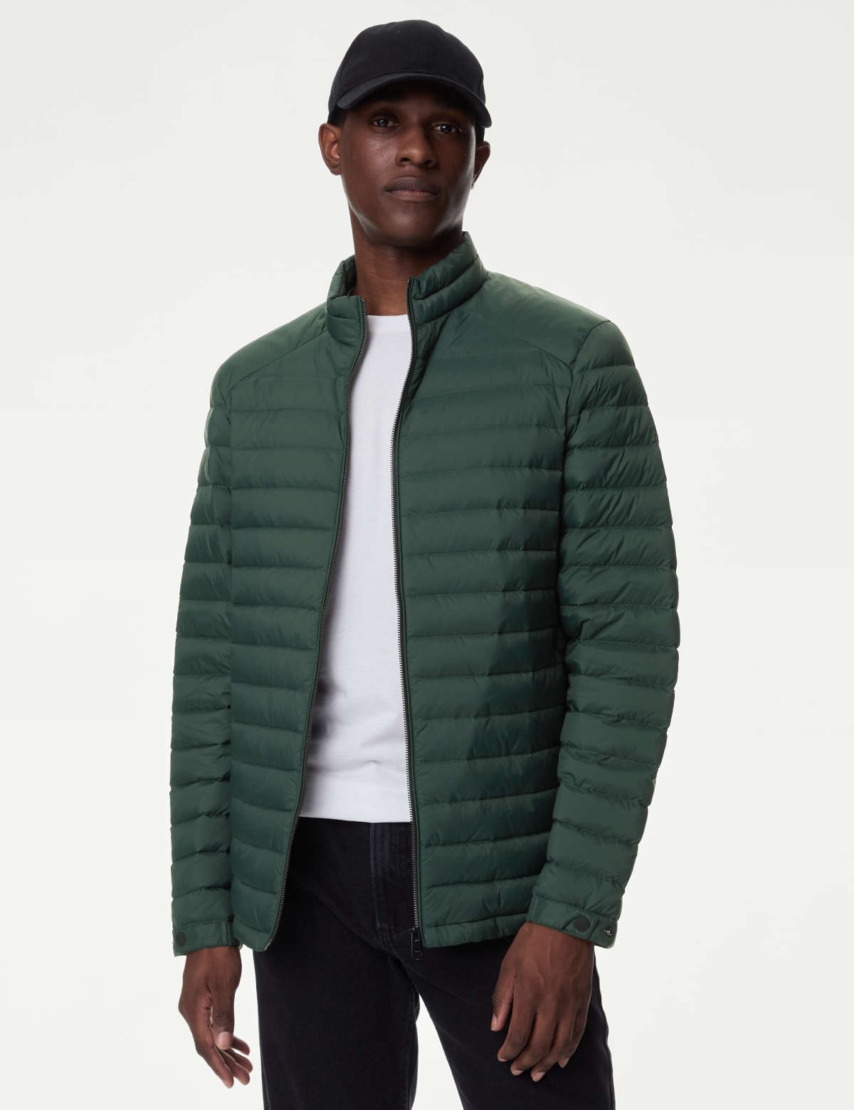 

Marks & Spencer Zip Up Solid Puffed Jacket (MALE, BOTTLE GREEN, L)