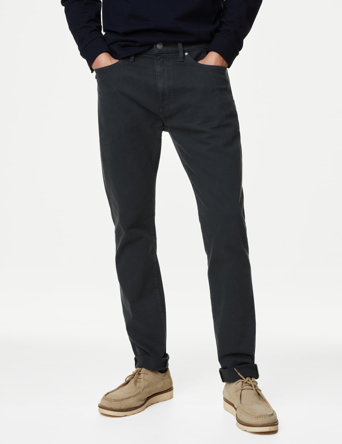 

Marks & Spencer Slim Fit Tea Dyed Stretch Jeans (MALE, CHARCOAL, 30-31)