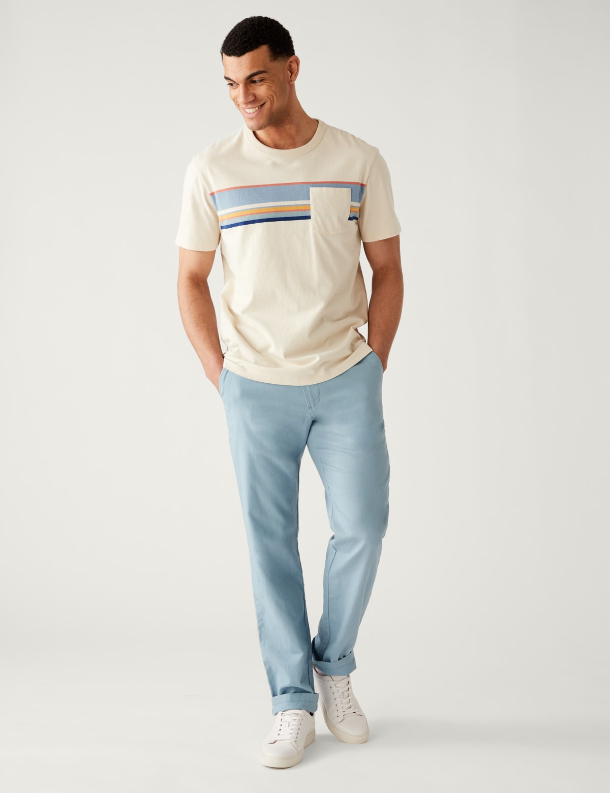 

Marks & Spencer Linen Mix Plain Regular Fit Trousers (MALE, LIGHT BLUE, 38-31)