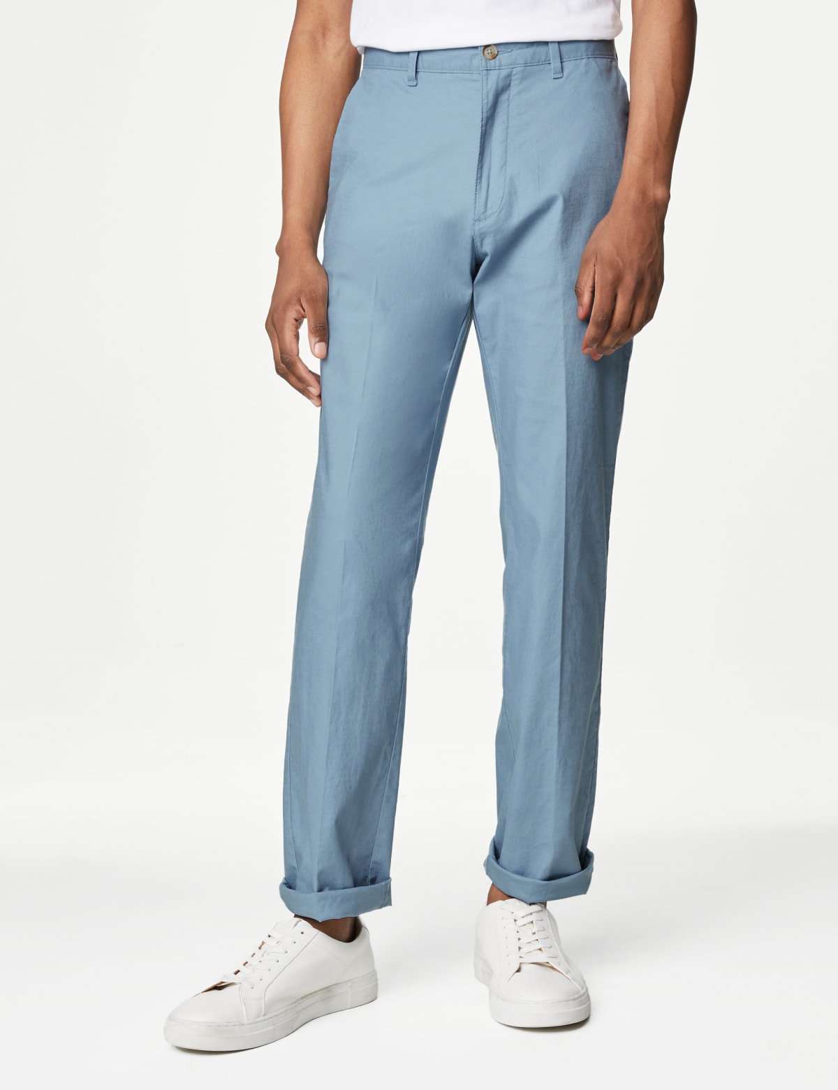 

Marks & Spencer Regular Fit Linen Blend Stretch Chinos (MALE, LIGHT BLUE, 34-31)