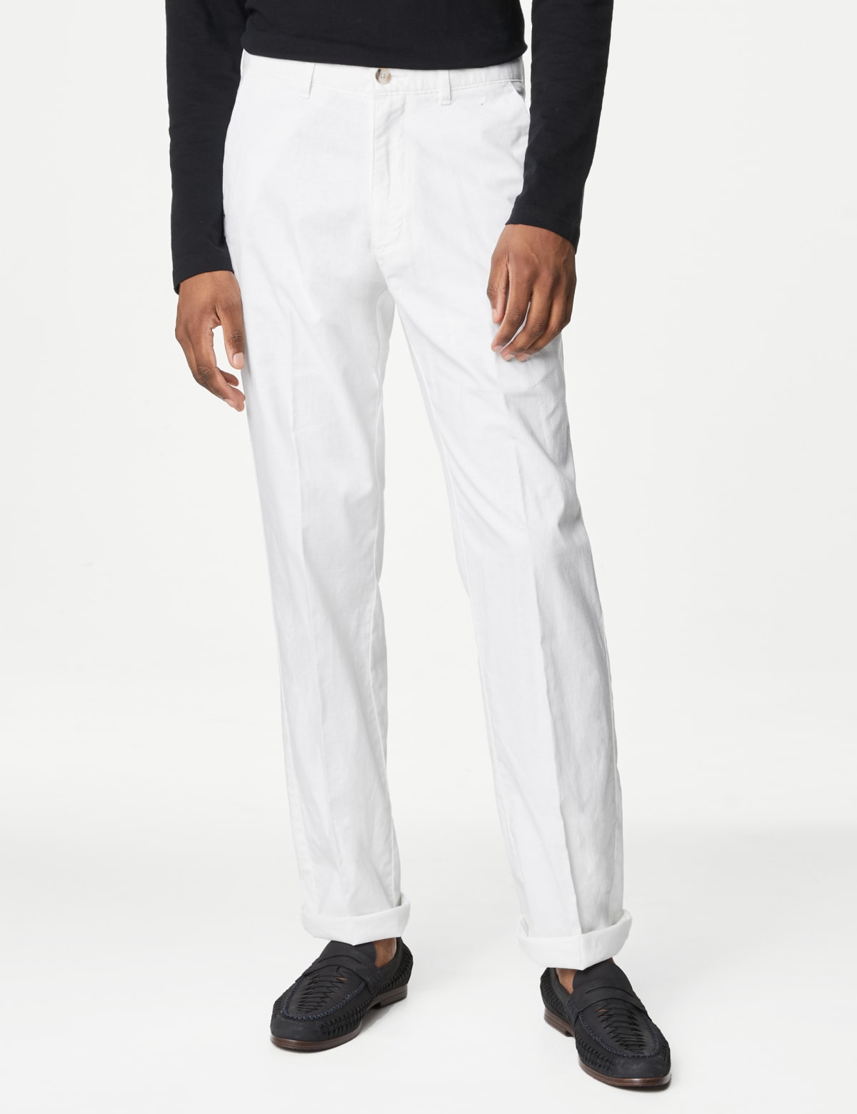 

Marks & Spencer Regular Fit Linen Blend Stretch Chinos (MALE, WHITE, 32-31)