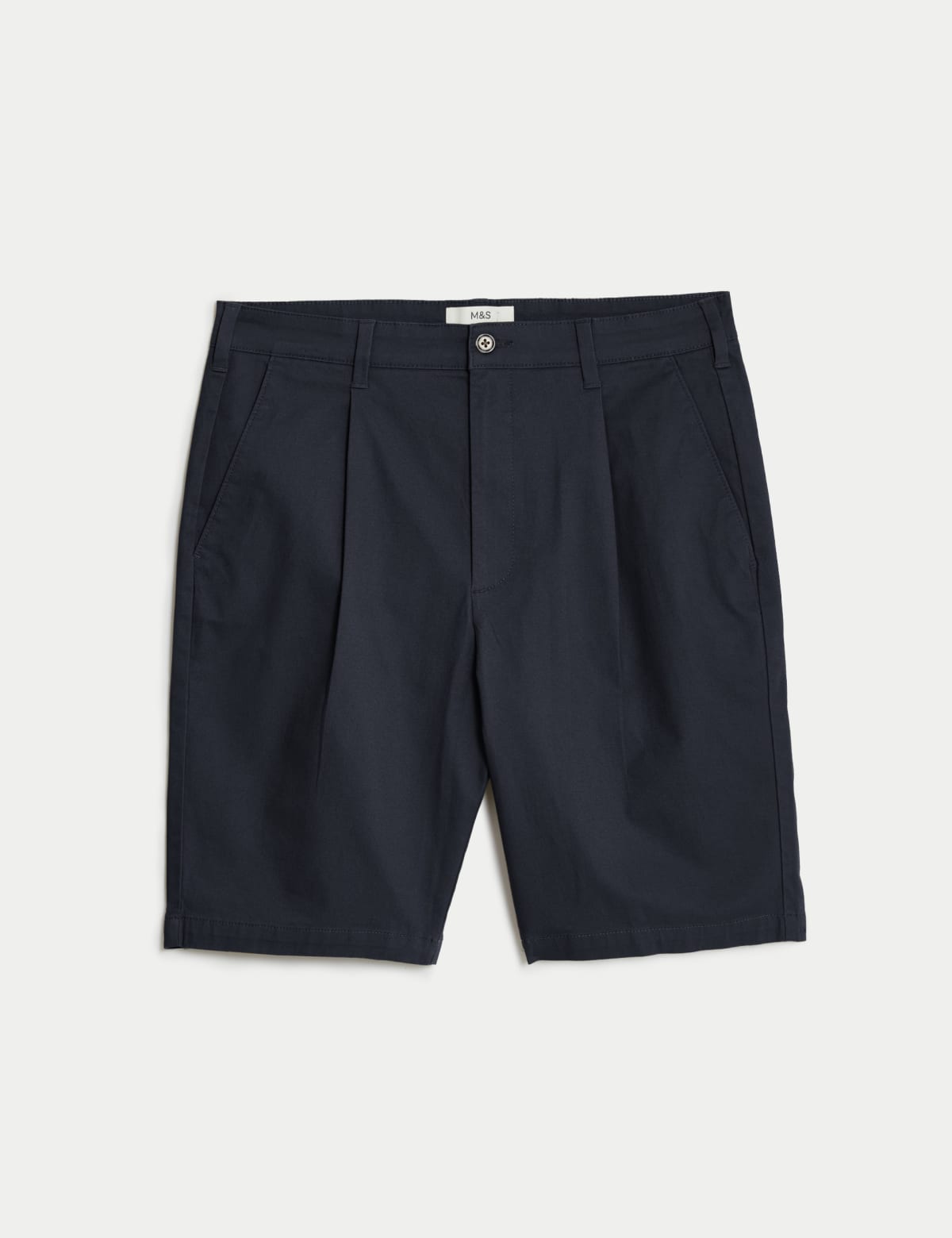 

Marks & Spencer Single Pleat Stretch Chino Shorts (MALE, NAVY, 38)