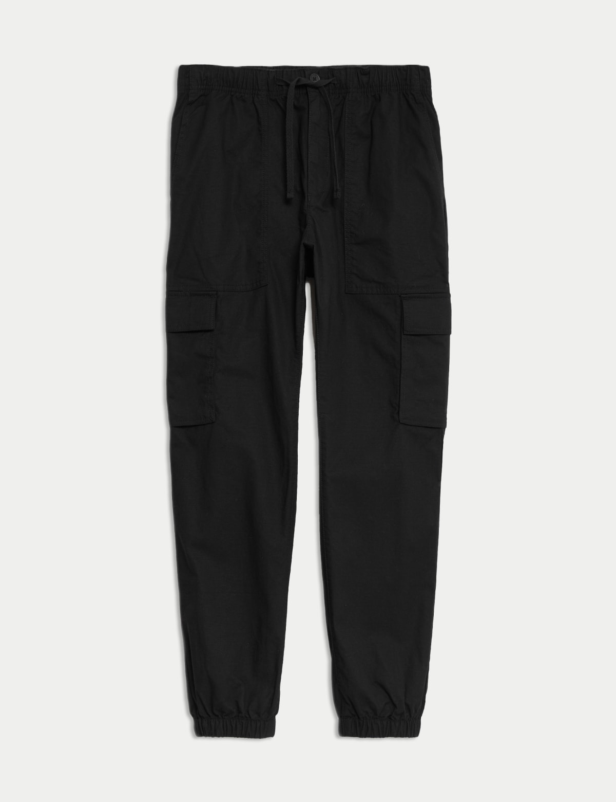 

Marks & Spencer Elasticated Waist Ripstop Cargo Trousers (MALE, BLACK, L)