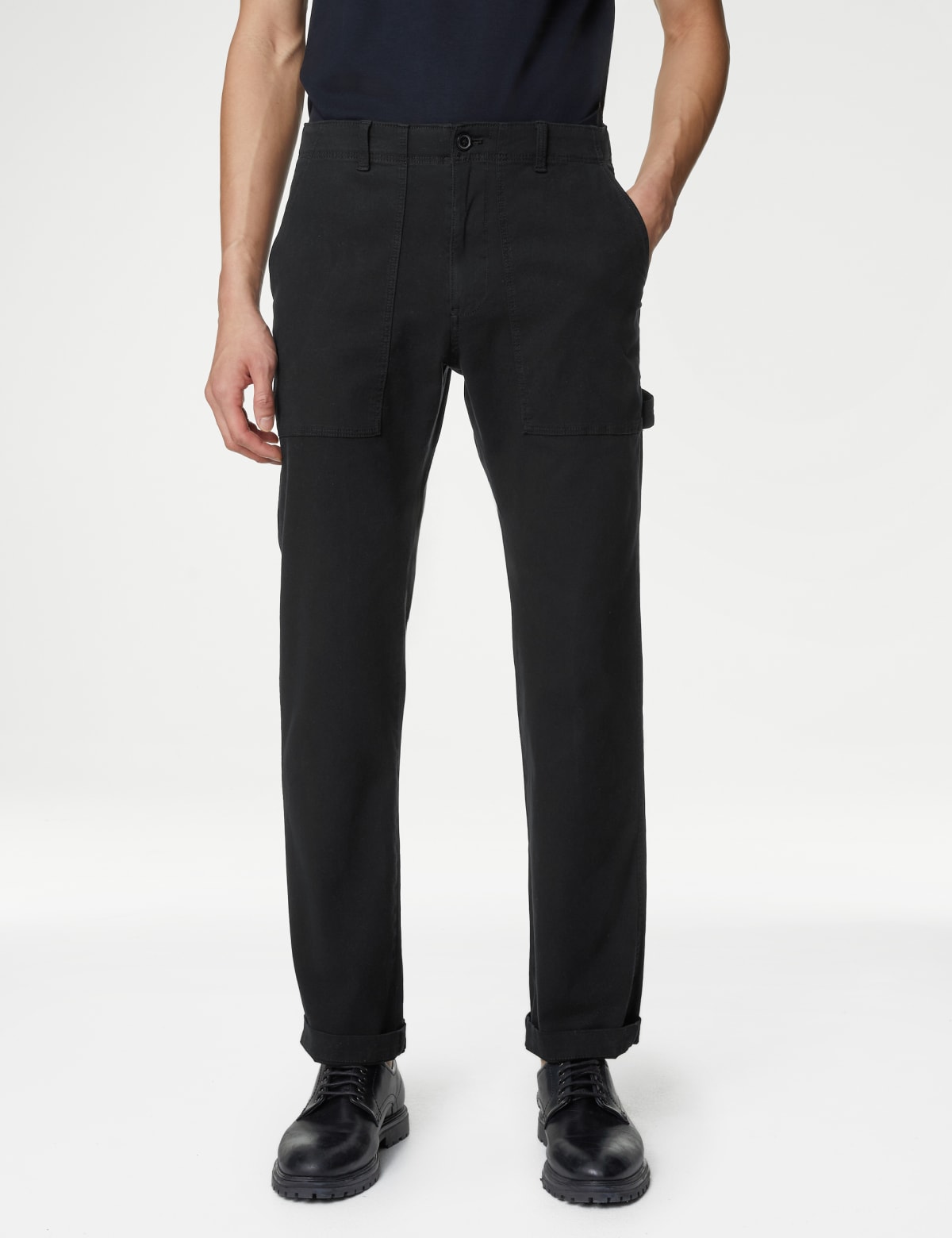

Marks & Spencer Straight Fit Utility Stretch Trousers (MALE, BLACK, 34-33)