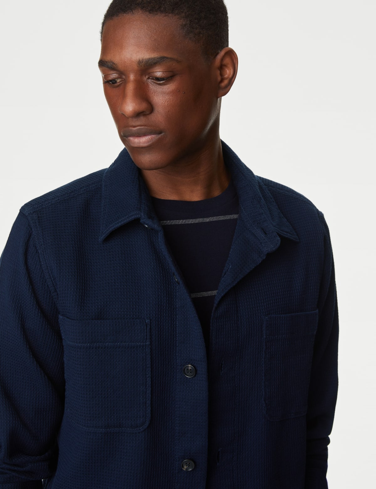 

Marks & Spencer Pure Cotton Waffle Overshirt (MALE, DARK NAVY, X-REG)