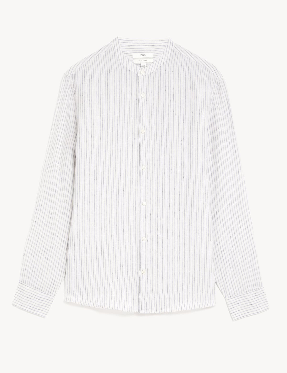 

Marks & Spencer Pure Linen Striped Grandad Collar Shirt (MALE, NATURAL MIX, XXL-REG)