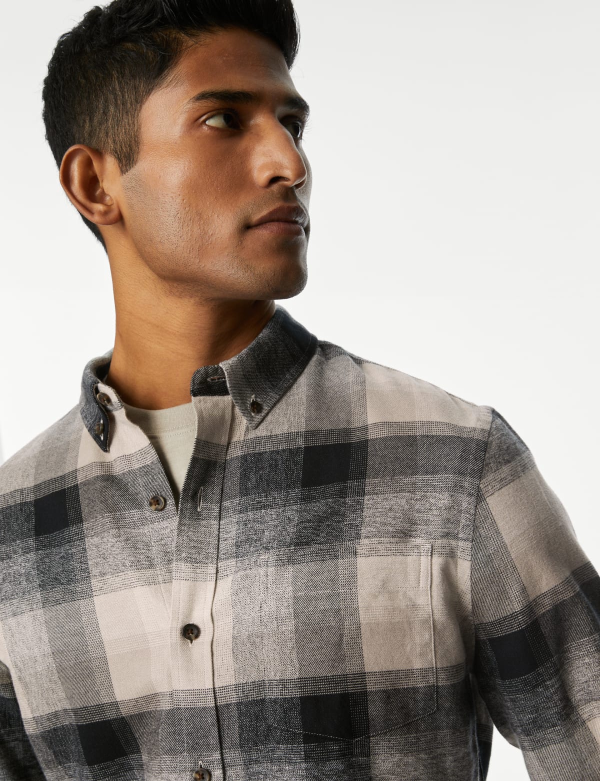 

Marks & Spencer Pure Cotton Flannel Shirt (MALE, BLACK MIX, S-REG)