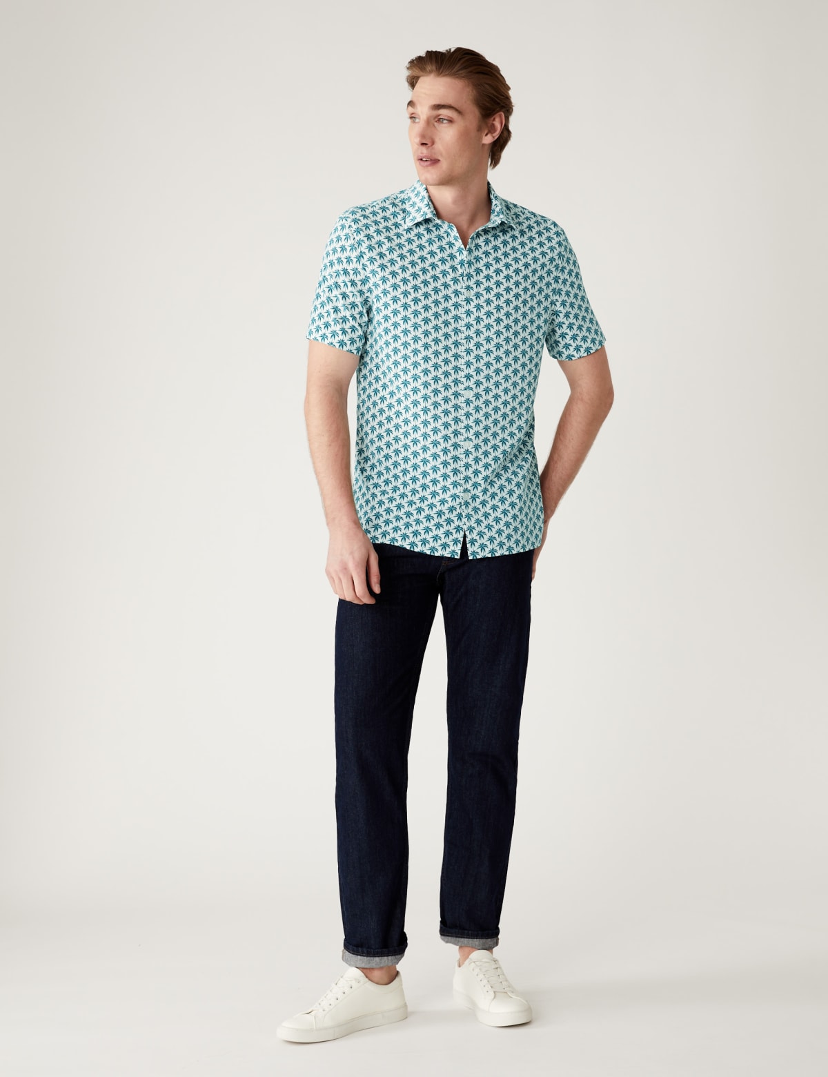 

Marks & Spencer Palm Print Shirt (MALE, TEAL MIX, S-REG)