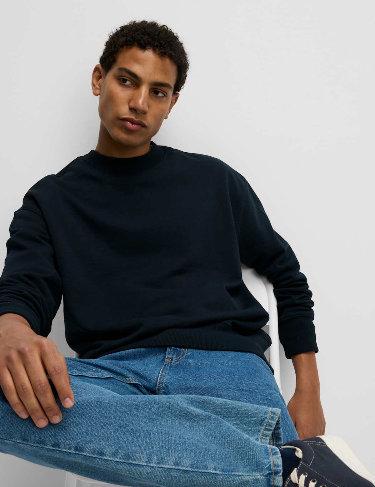 

Marks & Spencer Oversized Cotton Rich Crew Neck Sweatshirt (MALE, DARK NAVY, M-REG)