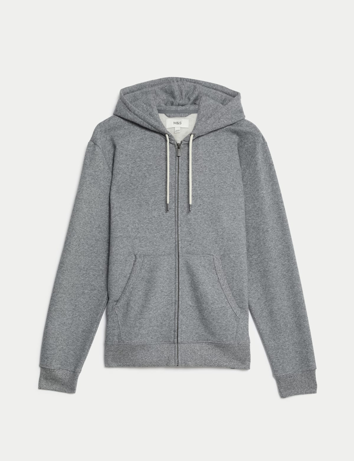 

Marks & Spencer Pure Cotton Zip Through Hoodie (MALE, GREY MARL, L-STD)