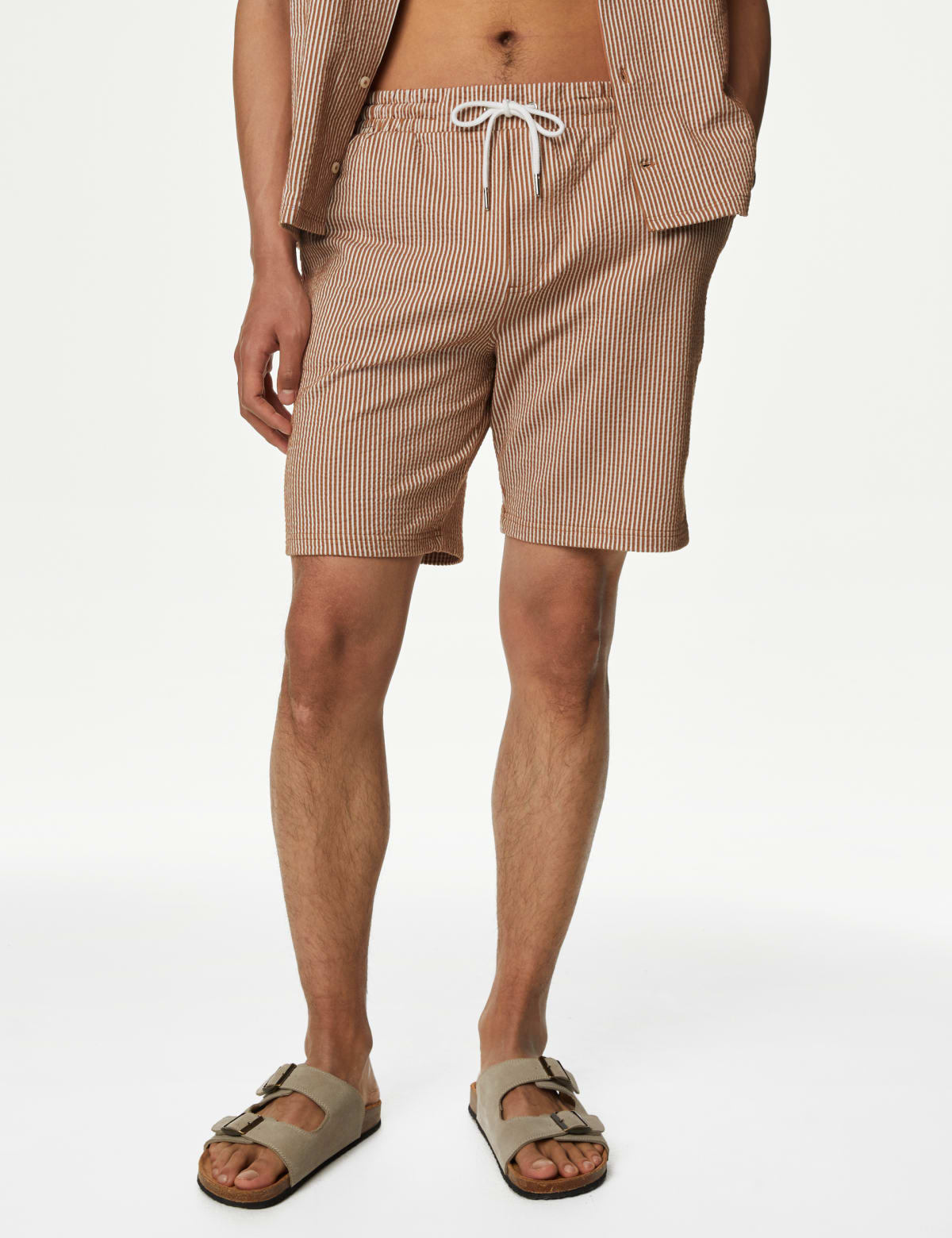 

Marks & Spencer Striped Drawstring Jersey Shorts (MALE, SOFT PEACH, S-REG)