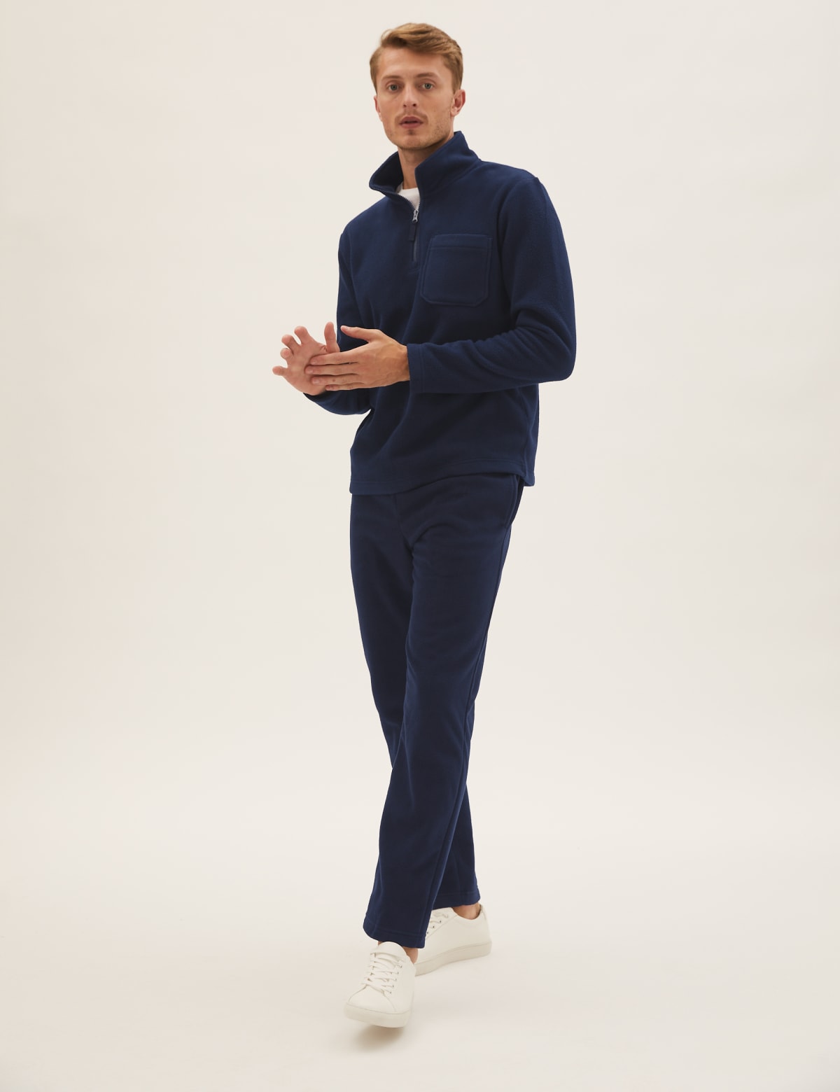 

Marks & Spencer Recycled Fleece Joggers (MALE, DARK NAVY, S-SHT)