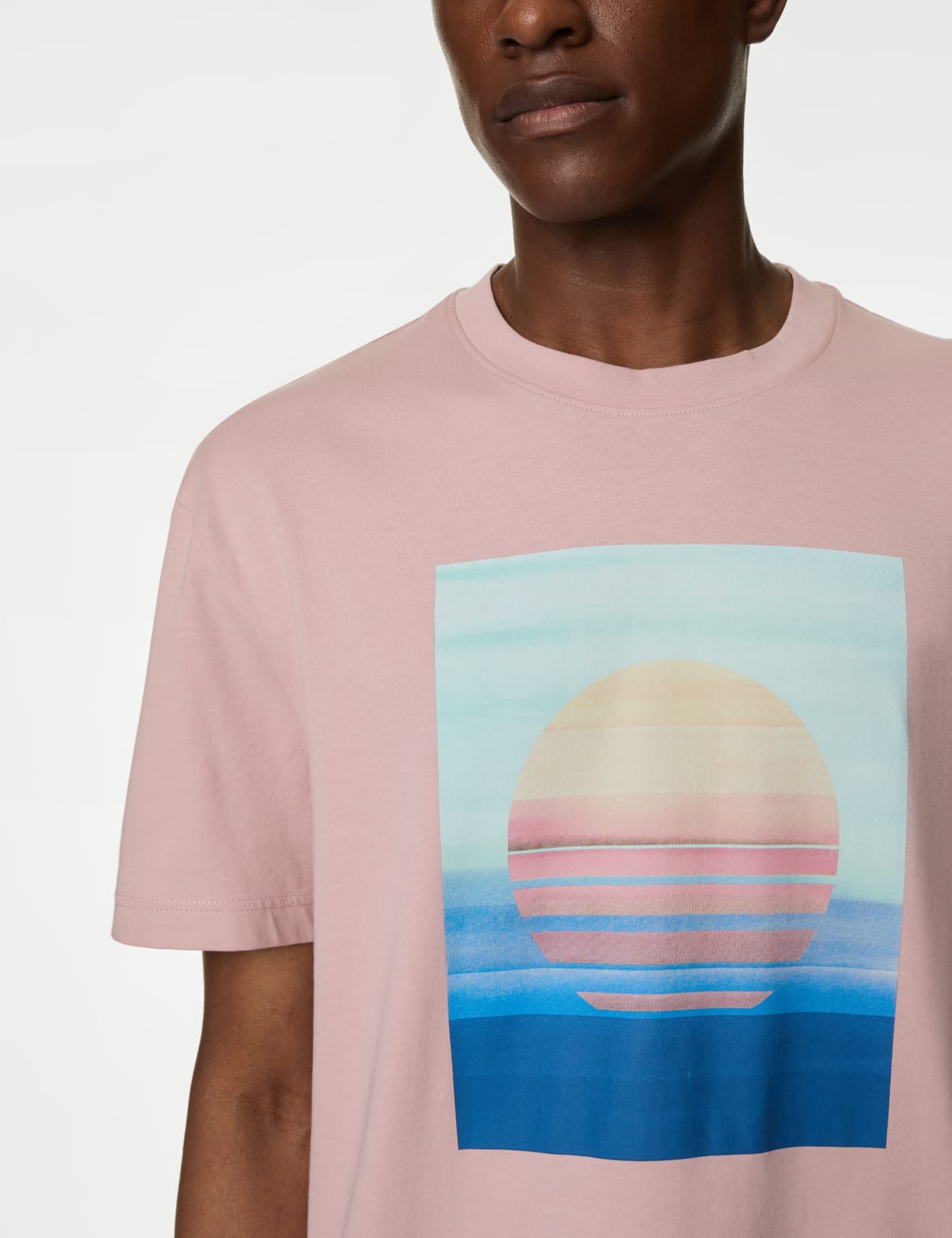 

Marks & Spencer Pure Cotton Sunset Graphic T-Shirt (MALE, DUSTY PINK, XL-REG)