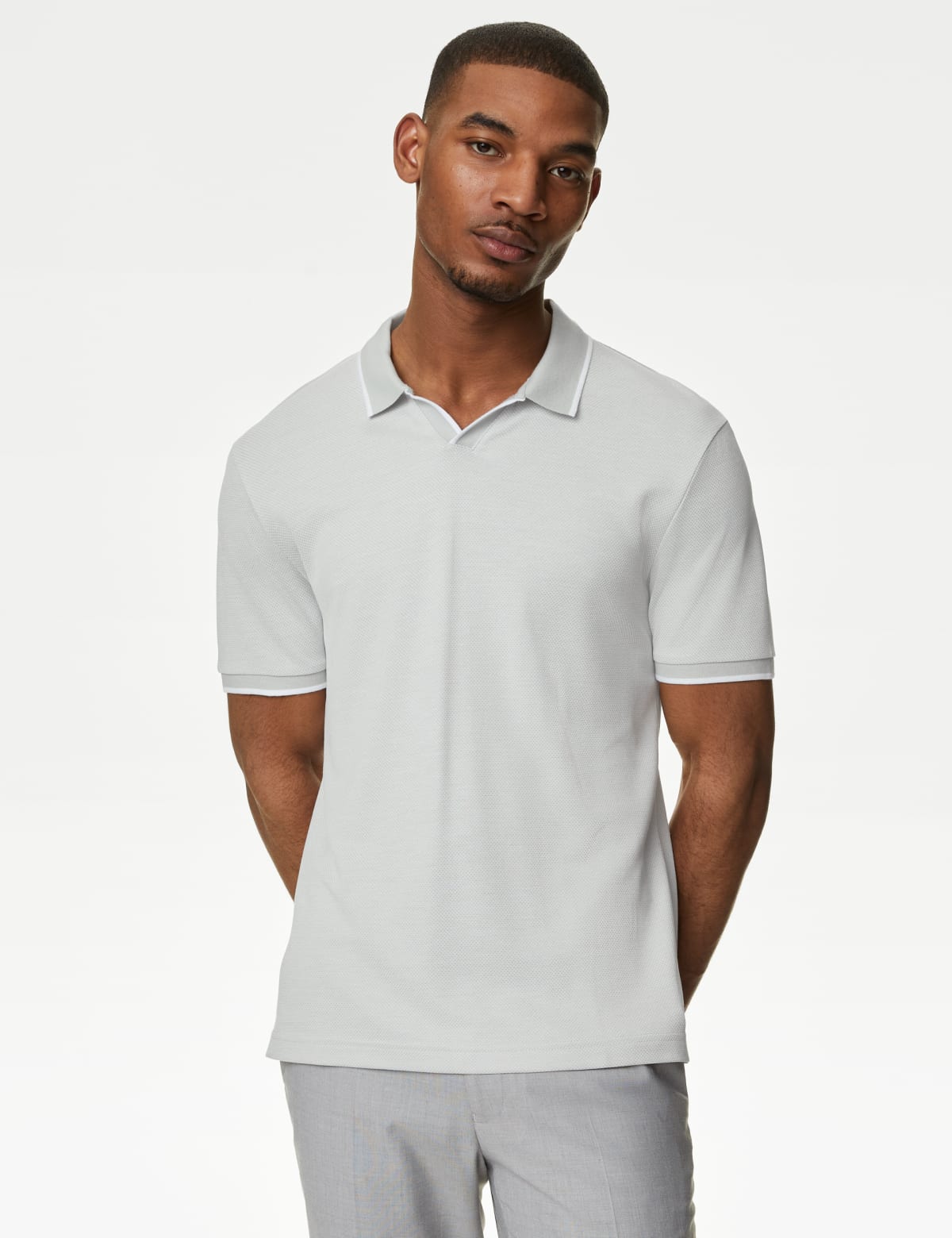 

Marks & Spencer Modal Rich Revere Polo Shirt (MALE, SILVER GREY, M-REG)