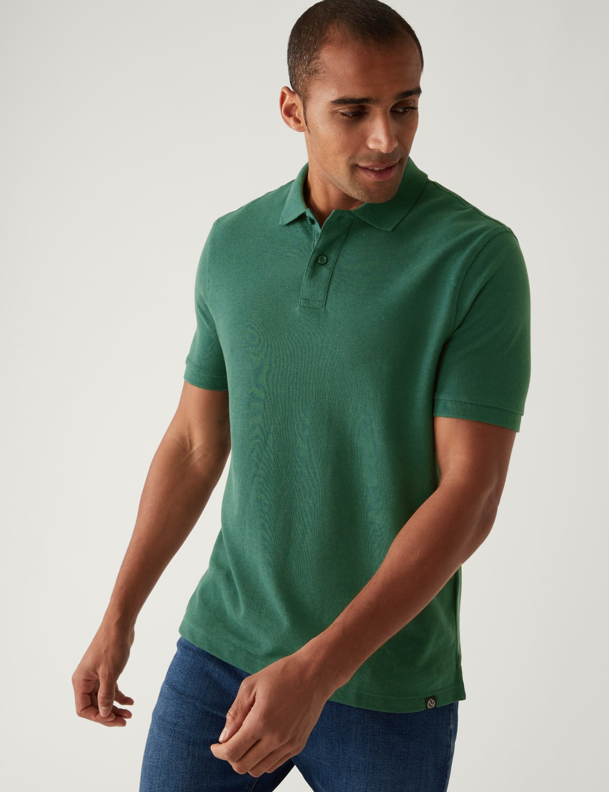 

Marks & Spencer Pure Cotton Pique Regular Fit Polo Shirt (MALE, DARK EVERGREEN, L-REG)