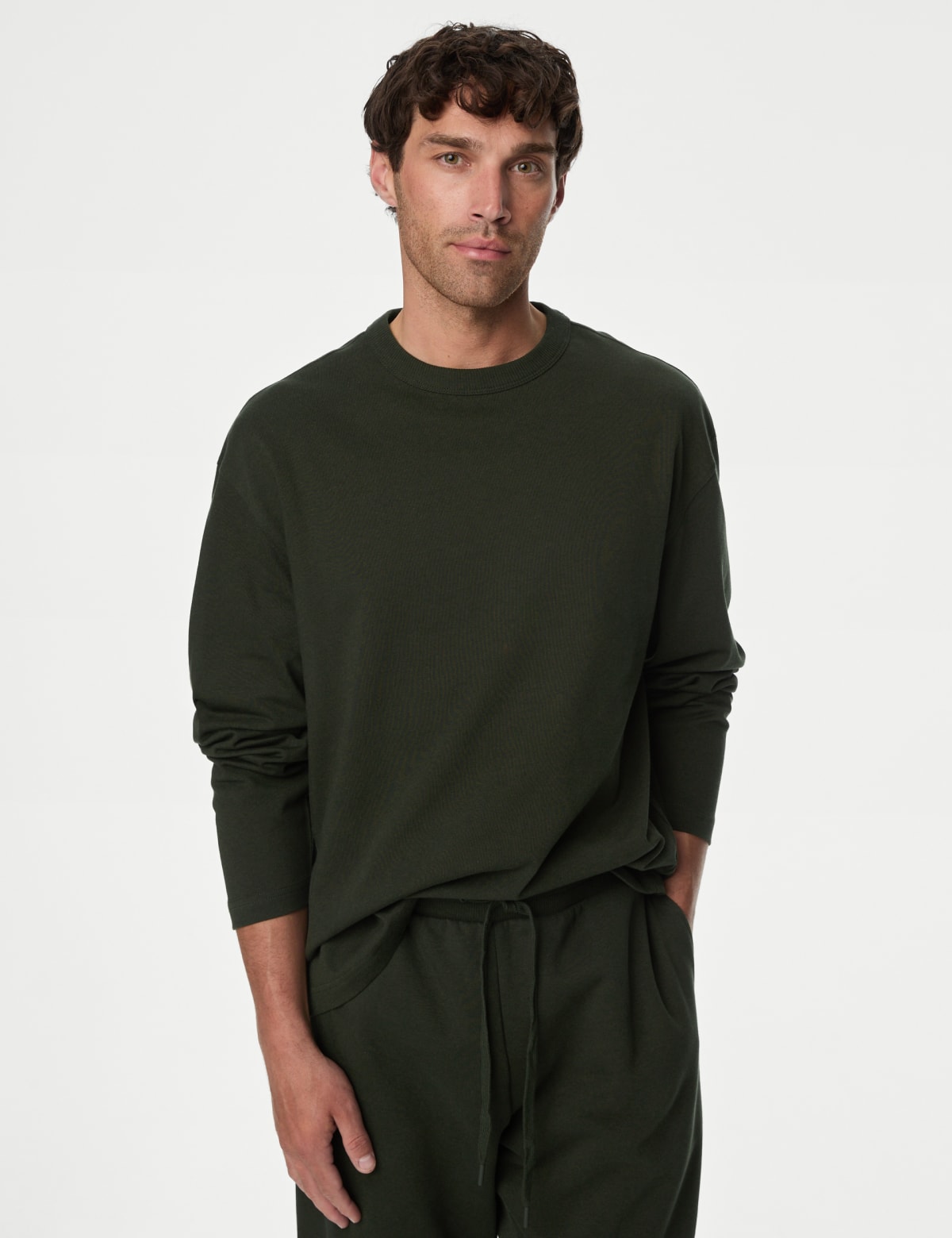 

Marks & Spencer Pure Cotton Long Sleeve Oversized T-Shirt (MALE, DARK KHAKI, XXXL-REG)