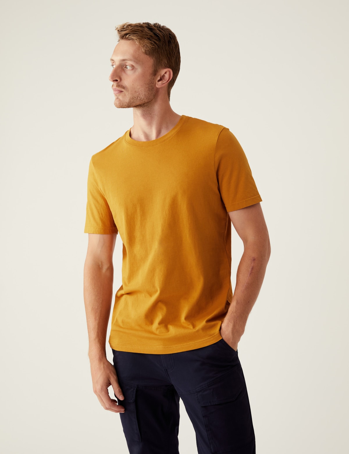 

Marks & Spencer Pure Cotton Crew Neck T-Shirt (MALE, MEDIUM YELLOW, S-STD)