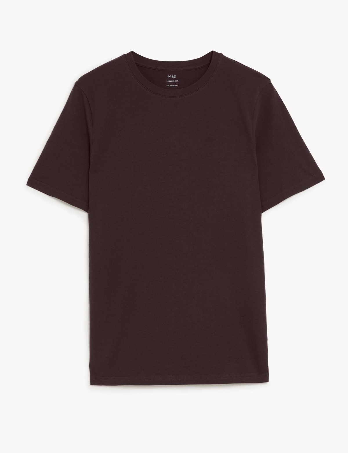 

Marks & Spencer Regular Fit Pure Cotton Crew Neck T-Shirt (MALE, DARK BURGUNDY, S-REG)