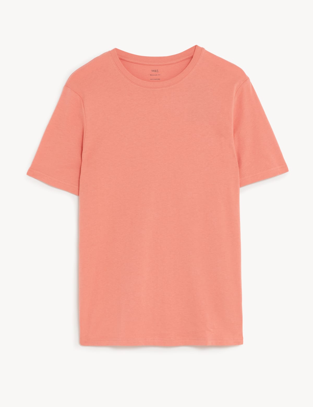 

Marks & Spencer Regular Fit Pure Cotton Crew Neck T-Shirt (MALE, MEDIUM CORAL, S-REG)