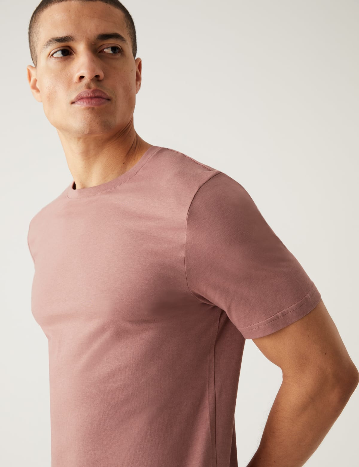 

Marks & Spencer Slim Fit Pure Cotton Crew Neck T-Shirt (MALE, ANTIQUE ROSE, S-REG)