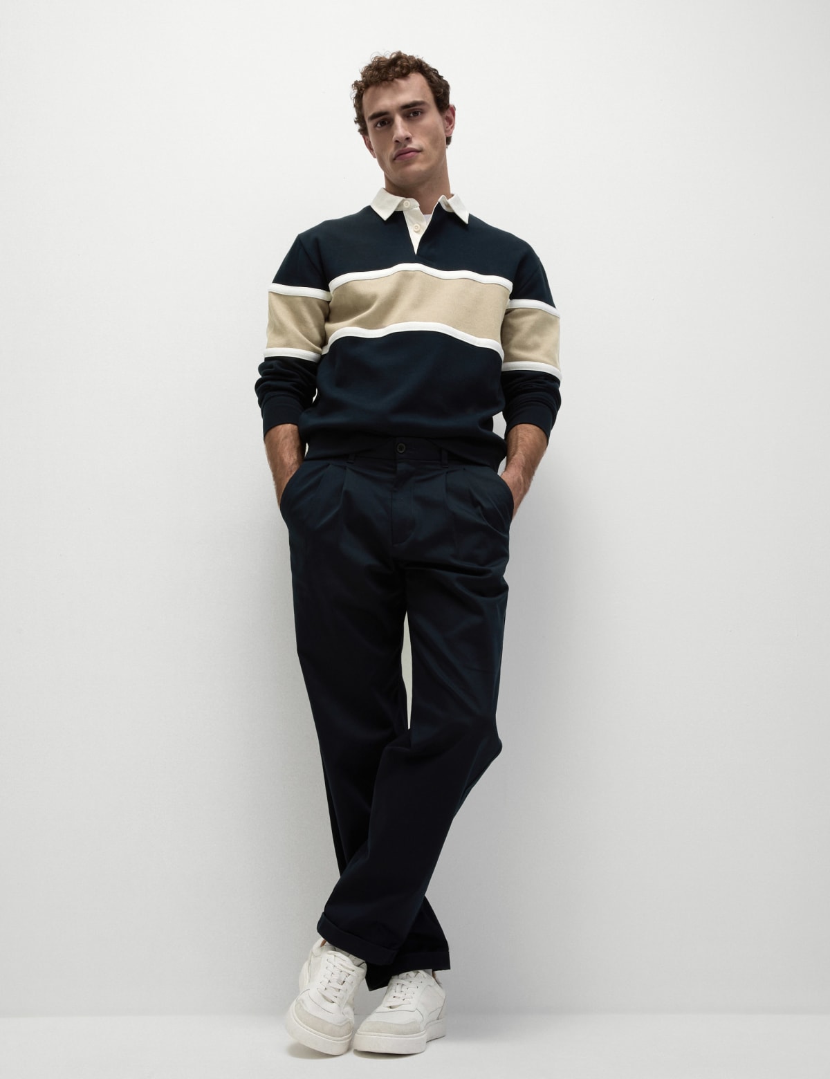 

Marks & Spencer Pure Cotton Pique Colour Block Sweatshirt (MALE, DARK NAVY MIX, XL-REG)