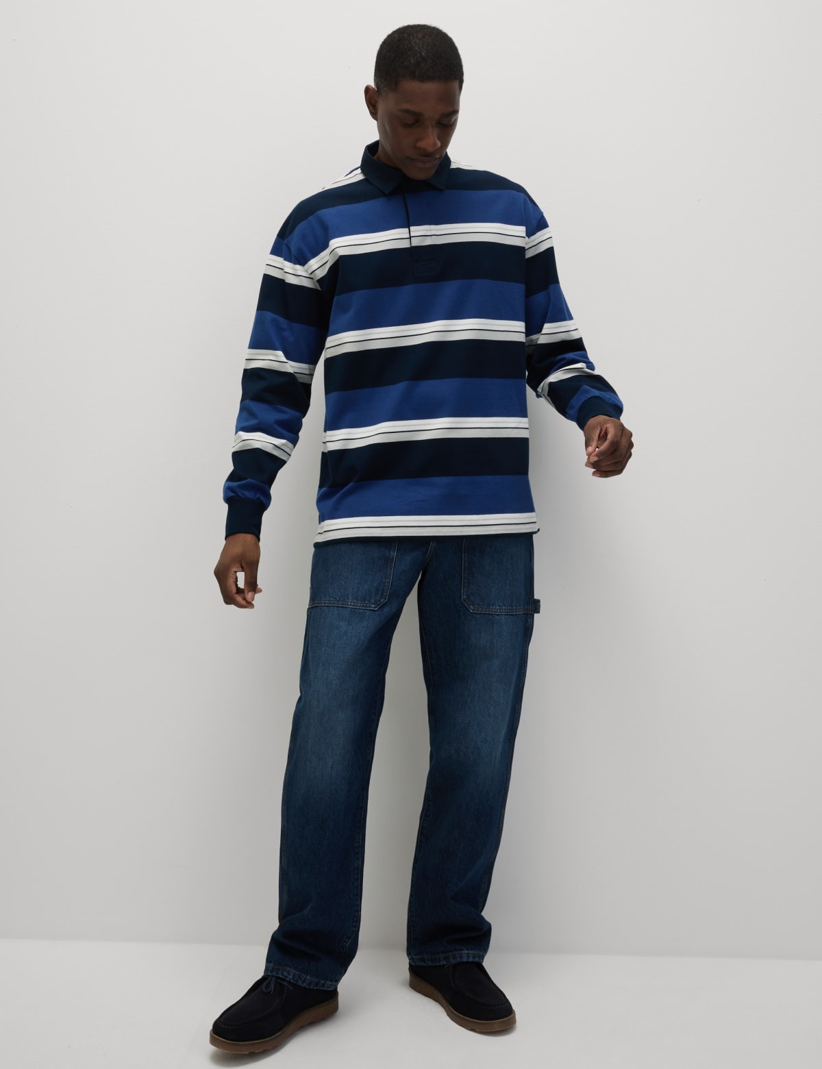 

Marks & Spencer Pure Cotton Striped Rugby Shirt (MALE, DARK NAVY MIX, XXXXL-REG)