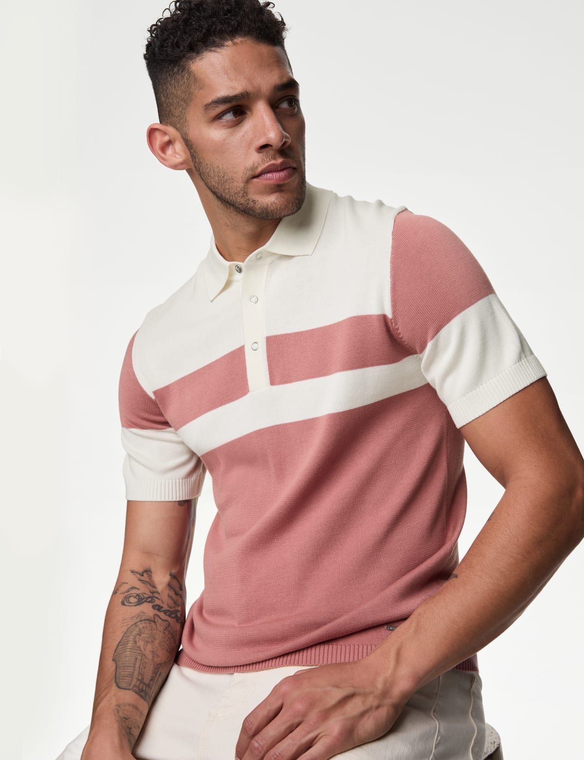 

Marks & Spencer Cotton Rich Knitted Polo Shirt (MALE, ROSE MIX, M-REG)