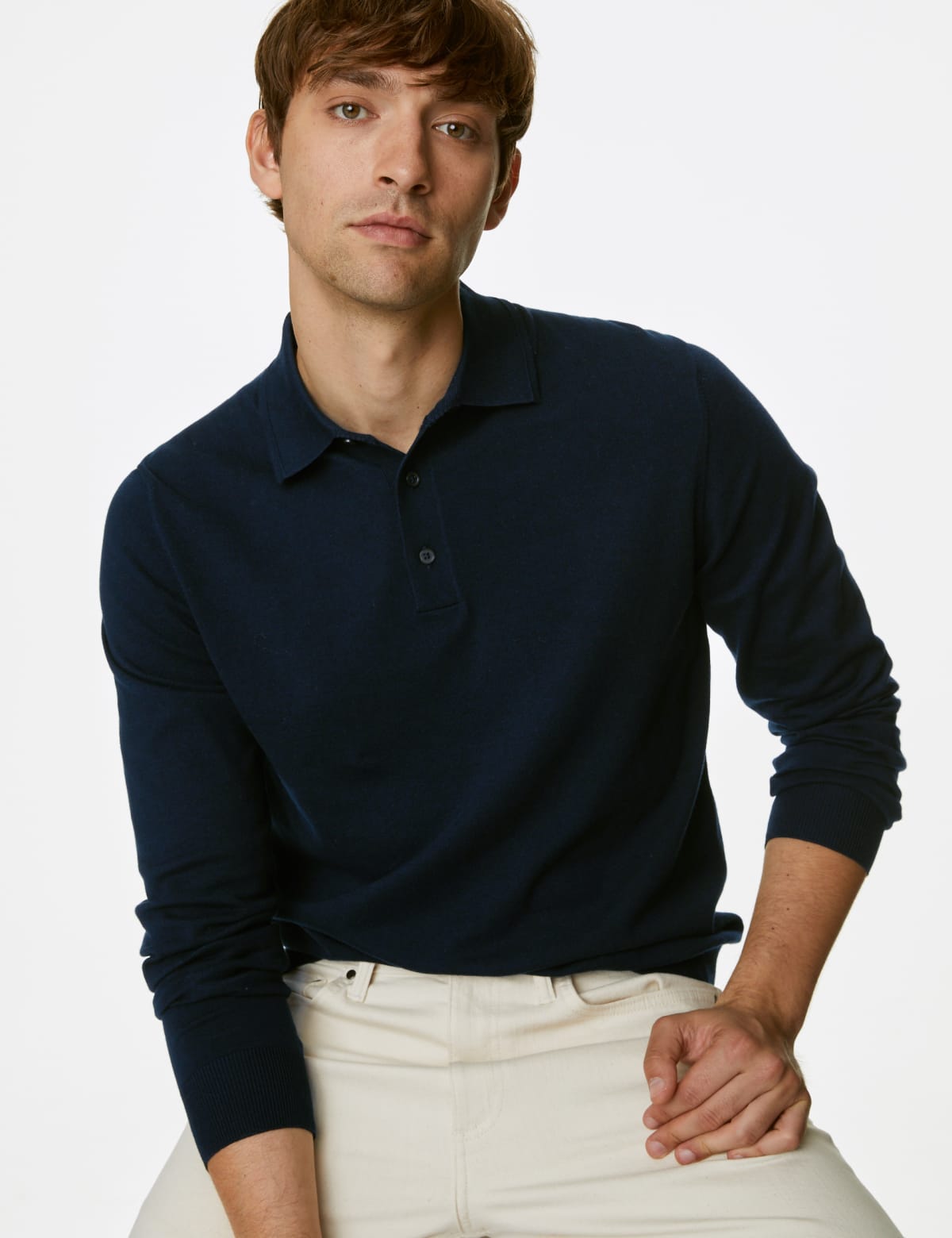 

Marks & Spencer Cotton Rich Tipped Knitted Polo Shirt (MALE, NAVY, XXL-REG)
