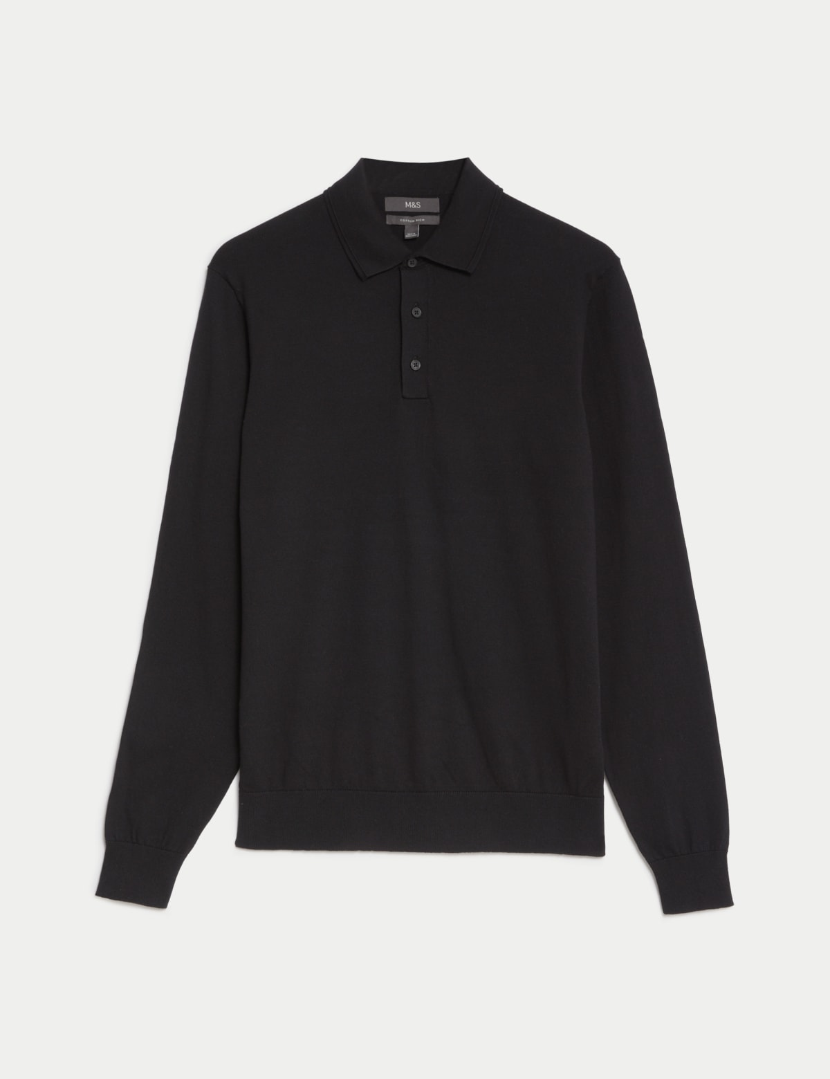 

Marks & Spencer Cotton Rich Knitted Polo Shirt (MALE, BLACK, L-REG)