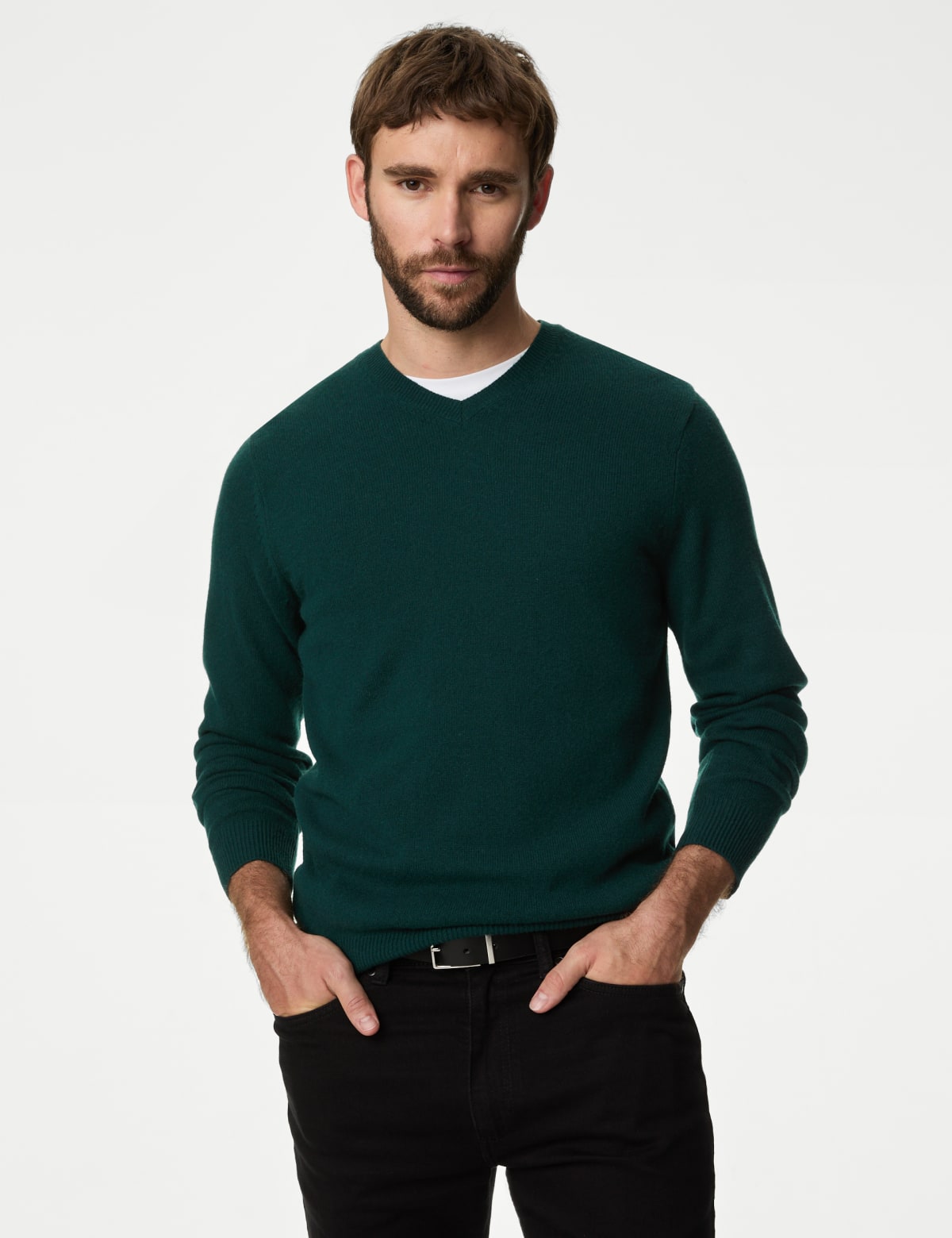 

Marks & Spencer Pure Extra Fine Lamsbwool V-Neck Jumper (MALE, EVERGREEN, XXL-REG)