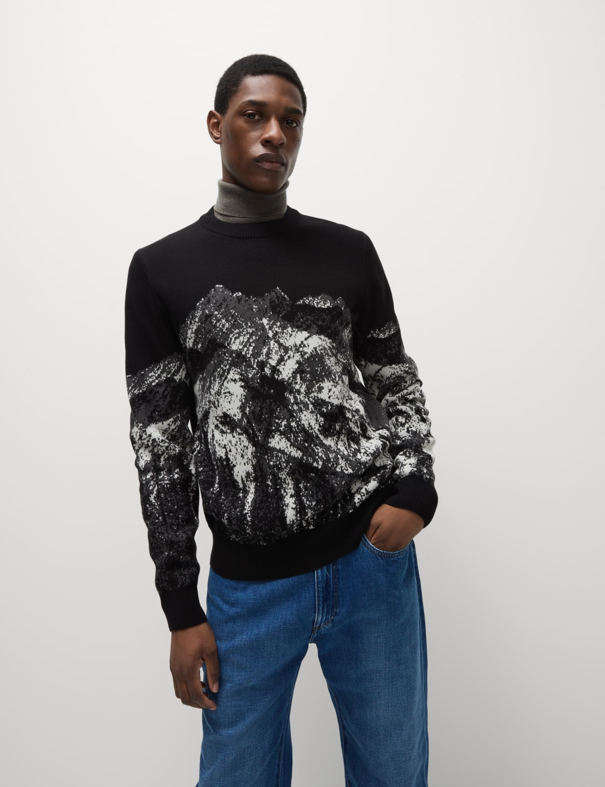 

Marks & Spencer Pure Cotton Crew Neck Christmas Jumper (MALE, BLACK MIX, L-REG)