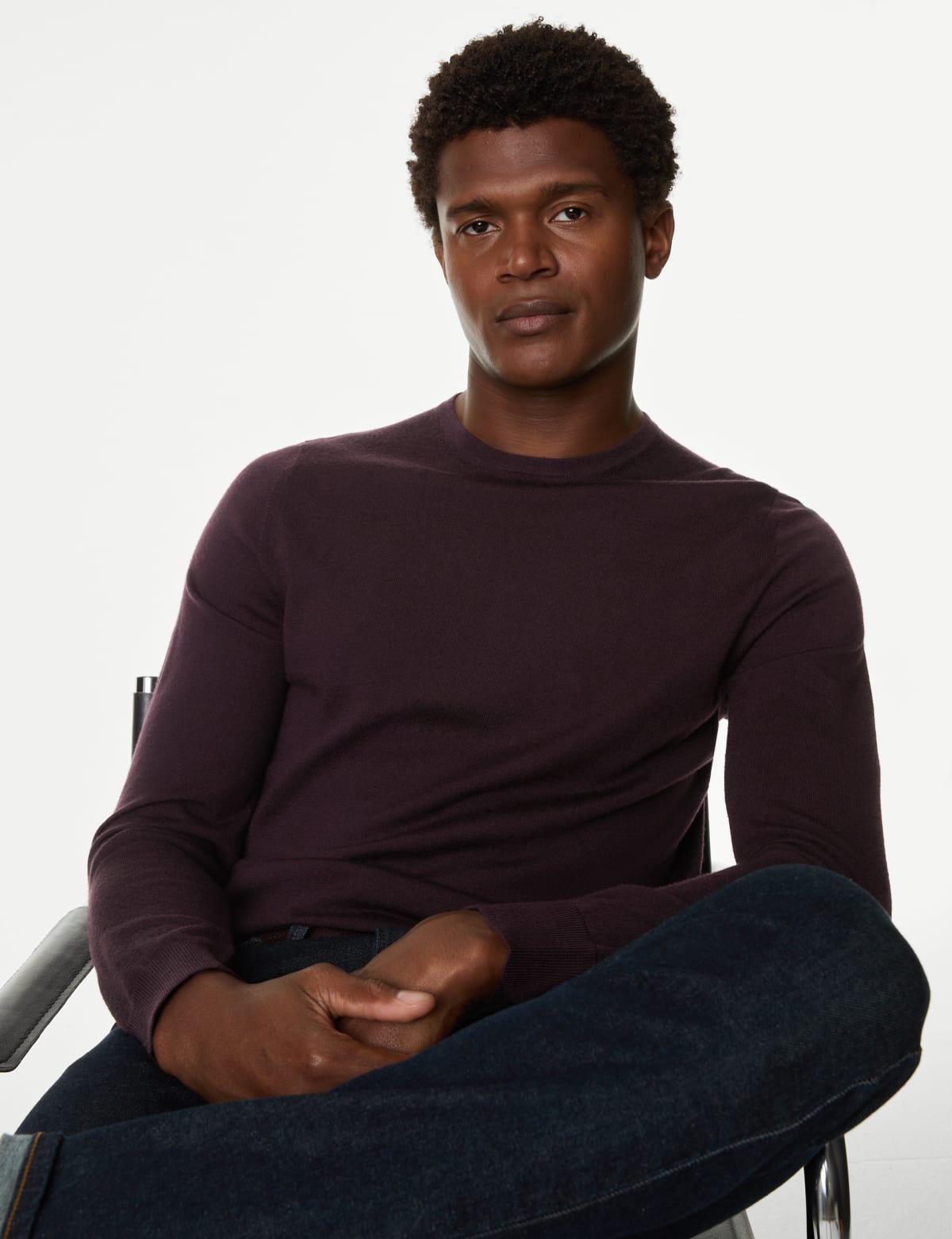 

Marks & Spencer Pure Extra Fine Merino Wool Crew Neck Jumper (MALE, BURGUNDY, M-REG)