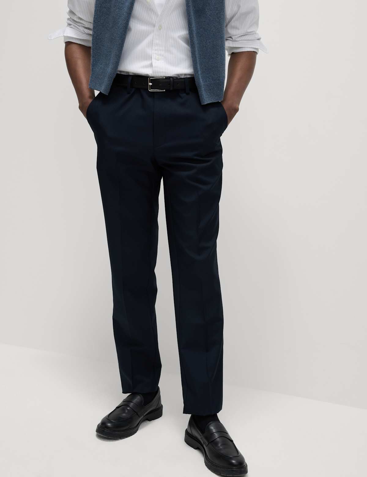 

Marks & Spencer Crease Resistant Slim Fit Flexi Waist Trouser (MALE, NAVY, 38-LNG)
