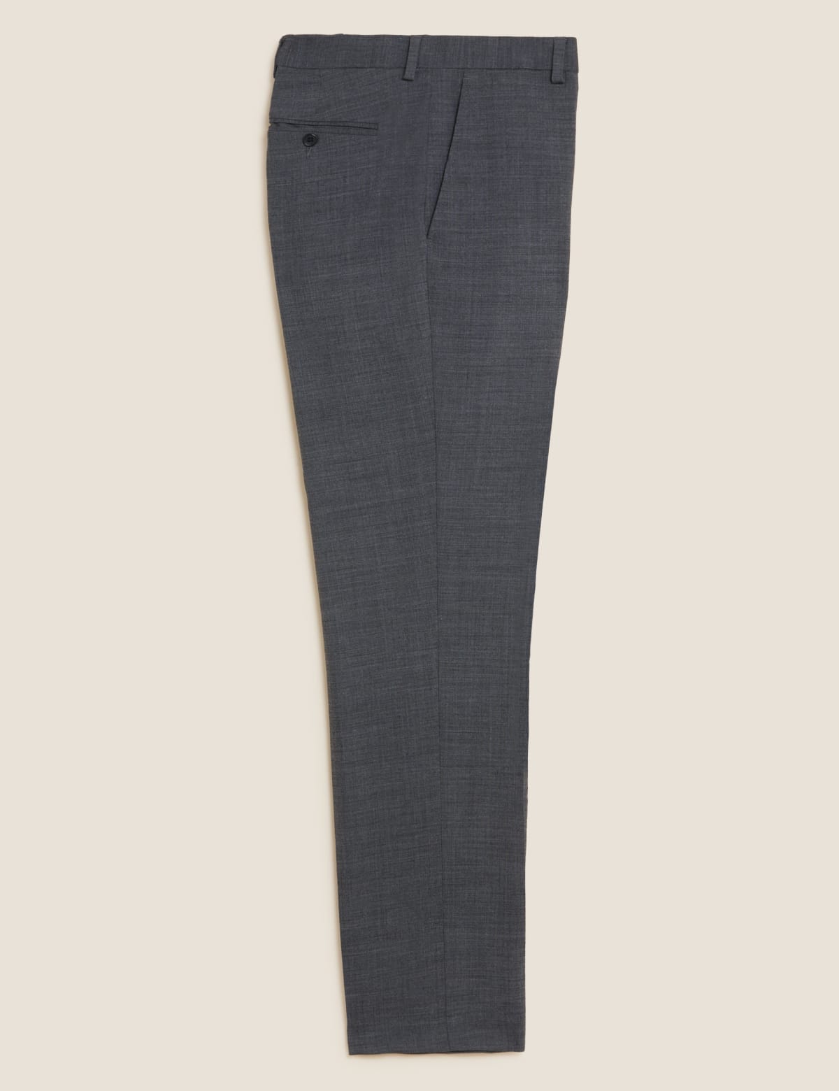 

Marks & Spencer Regular Fit Wool Blend Flat Front Trousers (MALE, LIGHT GREY, 34-LNG)